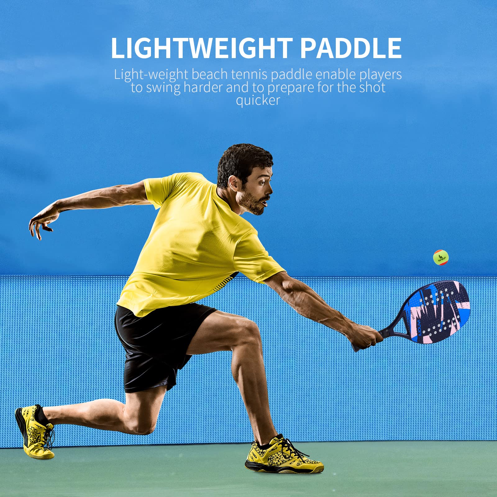 Premium Carbon Fiber Beach Tennis Paddle with EVA Memory Foam Core - Lightweight & Durable Racket for Beach Tennis, Paddleball & Outdoor Sports - Perfect for Beach Games, Backyard Fun & Waterfront Activities