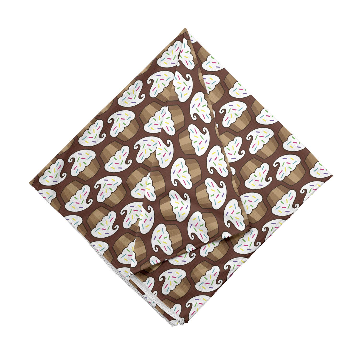 Ambesonne Chocolate Bandana - Vanilla Cream Cupcakes Print Unisex Headwear & Neck Scarf for Men Women - Perfect for Baking Parties, Coffee Dates & Casual Outfits