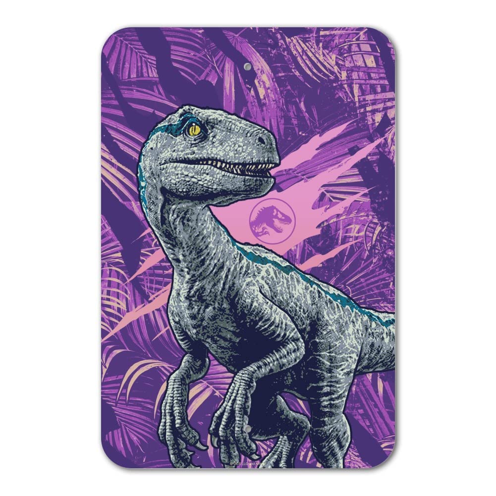 Jurassic World Raptor Metal Sign - Dinosaur Themed Office Decor for Home & Business - Perfect for Man Cave, Game Room, or Dino Lover's Workspace