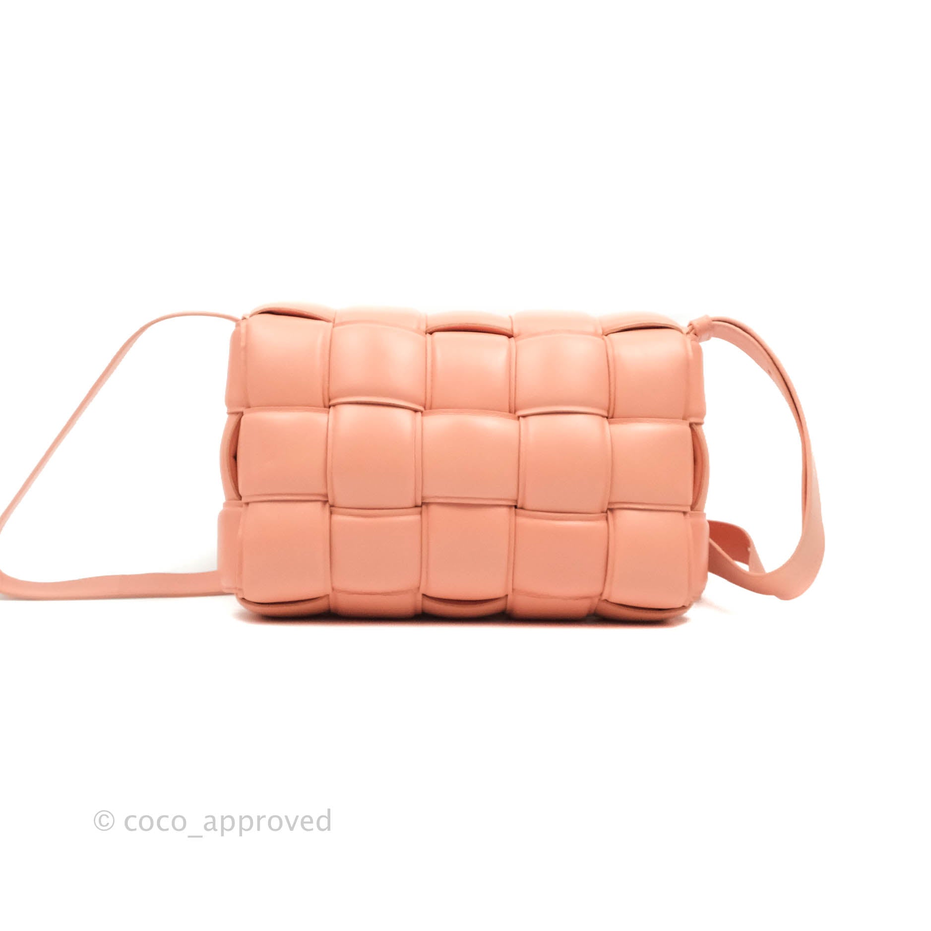 Bottega Veneta Padded Cassette Shoulder Bag in Pink Lambskin Leather with Silver Hardware - Luxury Crossbody Purse for Women, Perfect for Date Night & Special Occasions