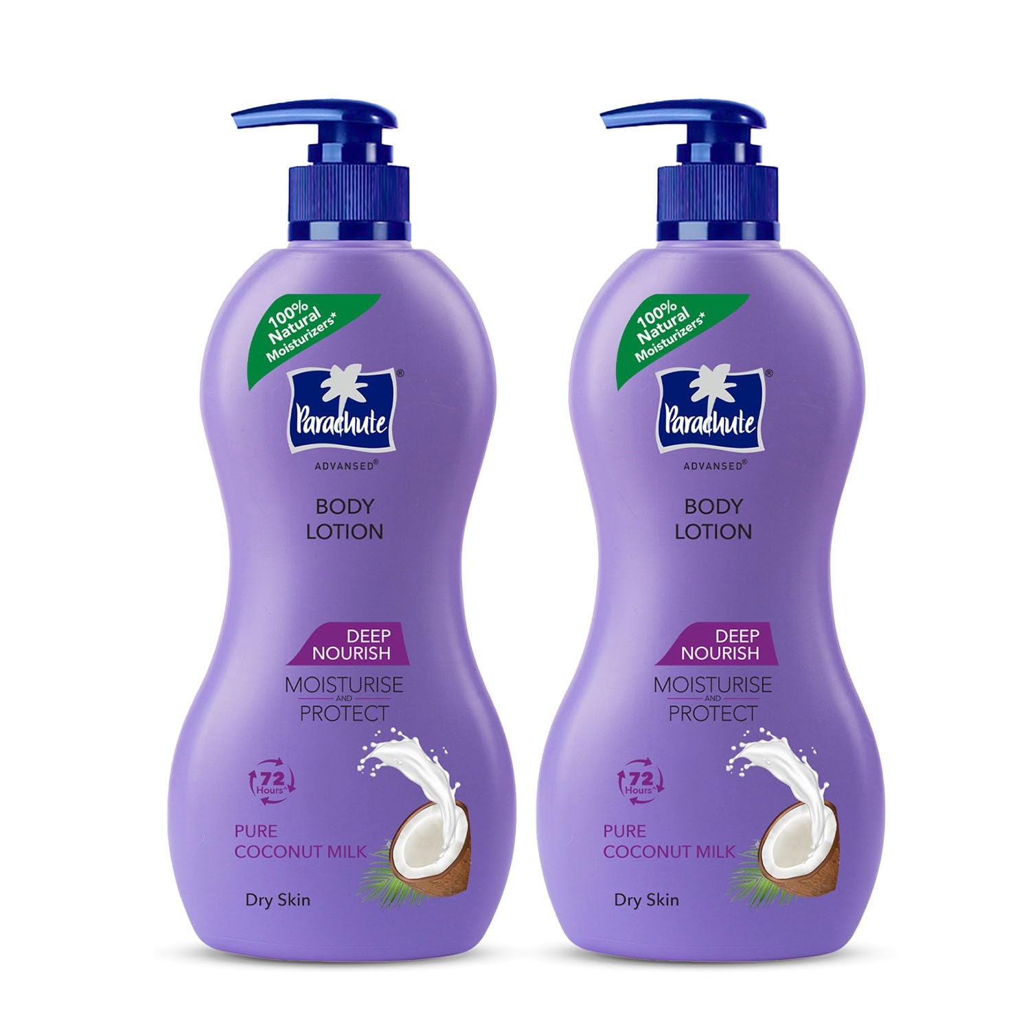 Parachute Advanced Deep Nourish Body Lotion for Women & Men - 400ml | Pure Coconut Milk, 100% Natural, 72-Hour Moisturization for Dry Skin (Pack of 2) - Ideal for Daily Hydration, After Shower Care & Winter Skin Protection