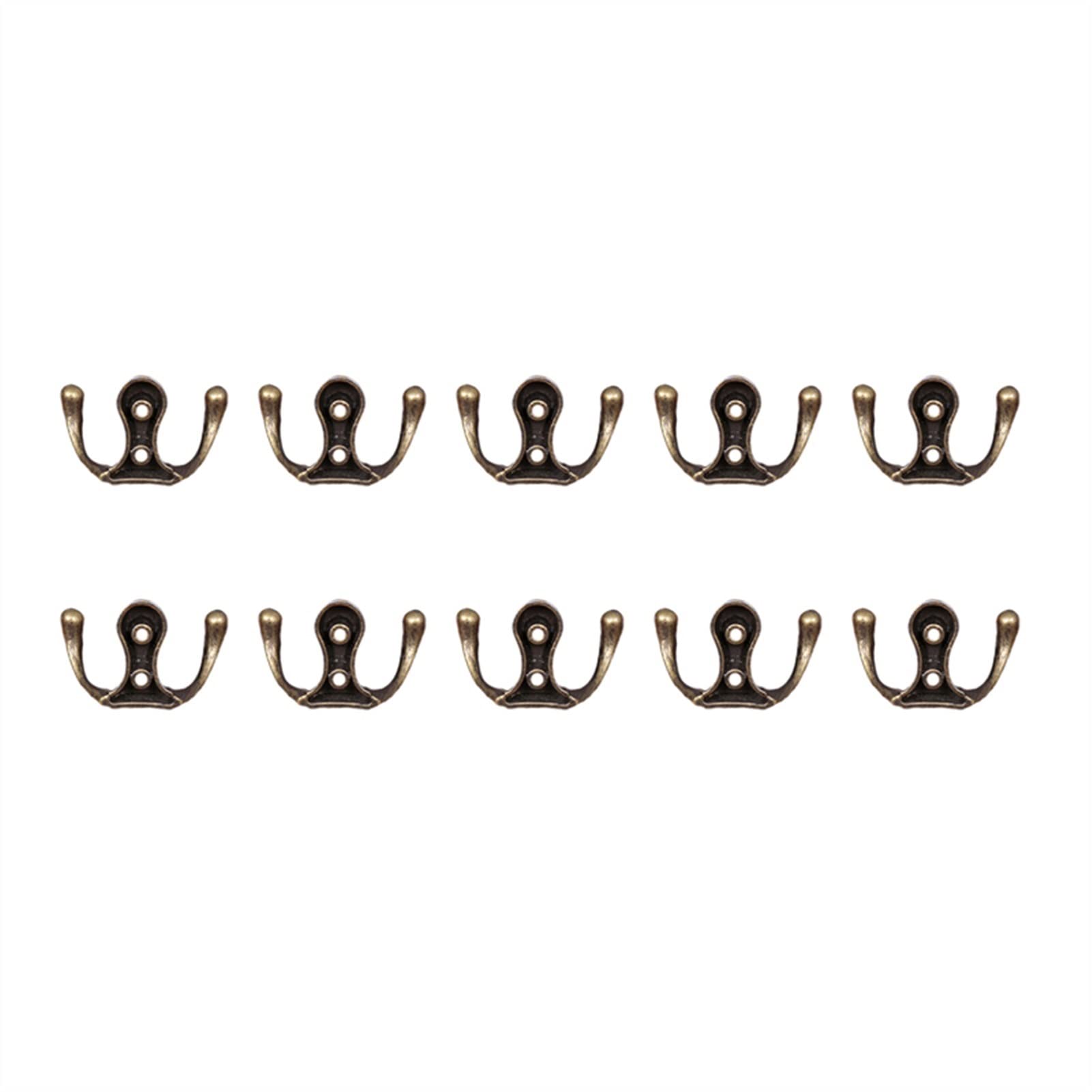 ZLASS 10-Pack Antique Zinc Alloy Wall Mounted Coat Hooks - Heavy Duty Clothes Hangers for Jackets, Hats, Bags & Towels - Rustproof Bathroom & Kitchen Wall Hooks for Home, Office, Dorm Organization