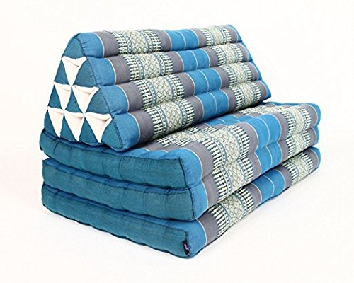 **Leewadee XXL 3-Fold Mat with Triangle Cushion – Firm TV Pillow, Foldable Mattress with Kapok Filling, 67 x 31 Inches, Light Blue – Perfect for Lounging, Movie Nights & Guest Beds**