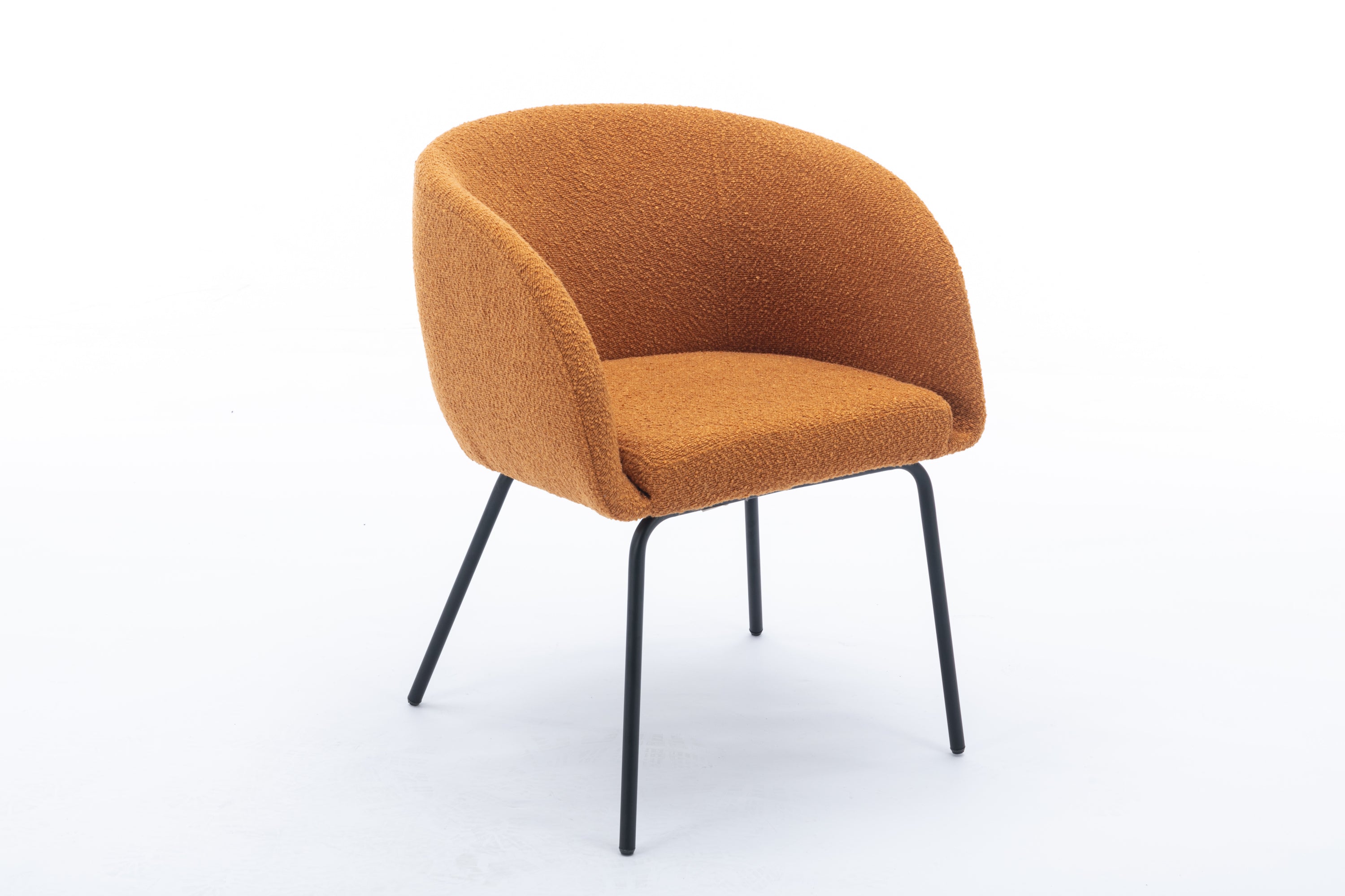 039 Set of 1 Boucle Fabric Dining Chair With Black Metal Legs - Modern Upholstered Accent Chair for Dining Room, Kitchen, Office or Living Room