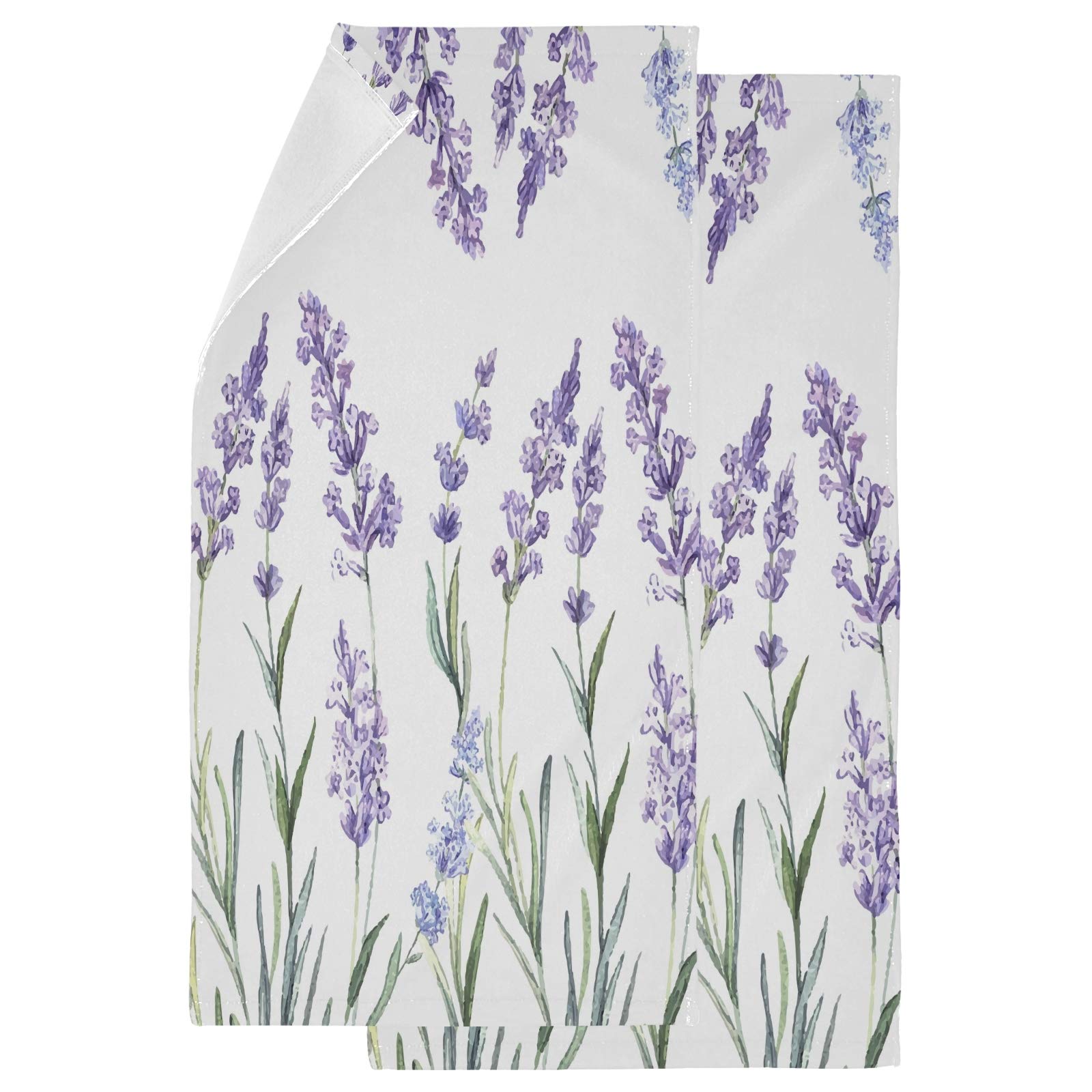 Premium 2-Pack Soft Fluffy Violet Lavender Floral Hand Towels - Elegant Home Decor for Bathroom, Hotel, Gym & Spa - 14