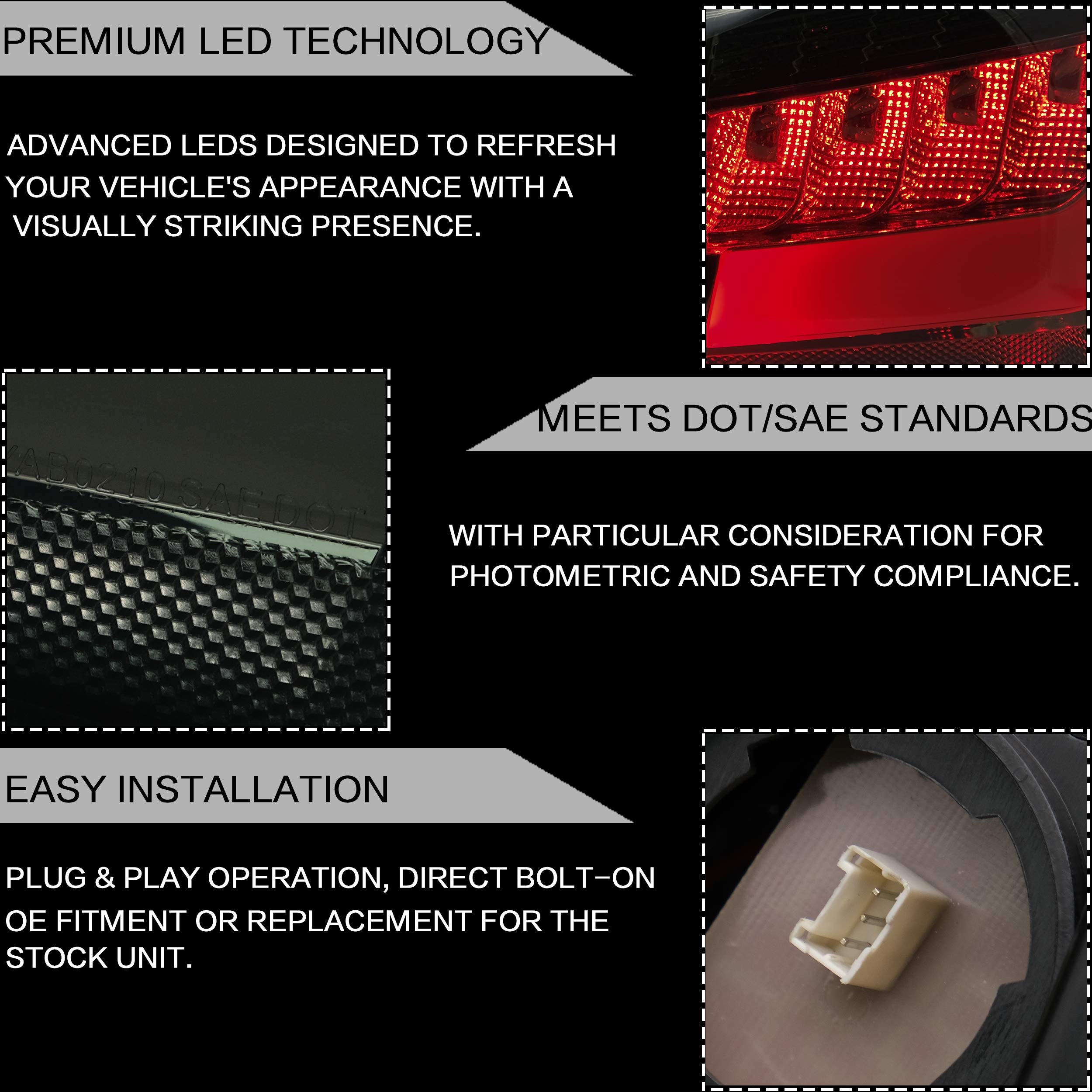 VLAND LED Tail Lights Assembly for 2010-2015 Mitsubishi ASX/Outlander Sport - Smoked Black Taillamps with Turn Signal, Reverse Lights & DRL - Plug & Play Installation - Perfect for Night Driving & Car Customization