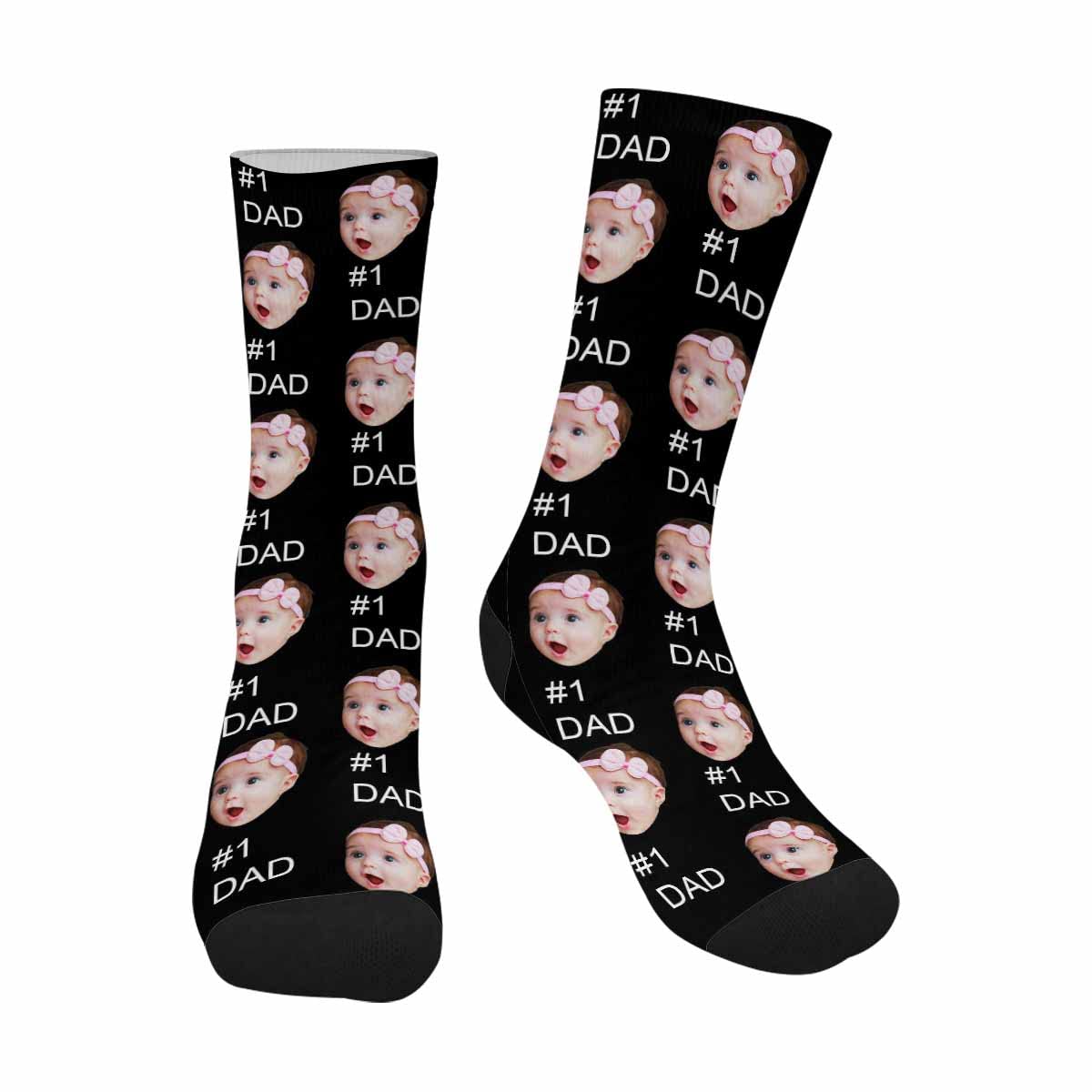 Custom Photo Socks - Personalized Face Socks for Men & Women - Unique Father's Day Gift - Print Your Picture on Comfortable Cotton Socks - Great for Gifts, Parties & Special Occasions