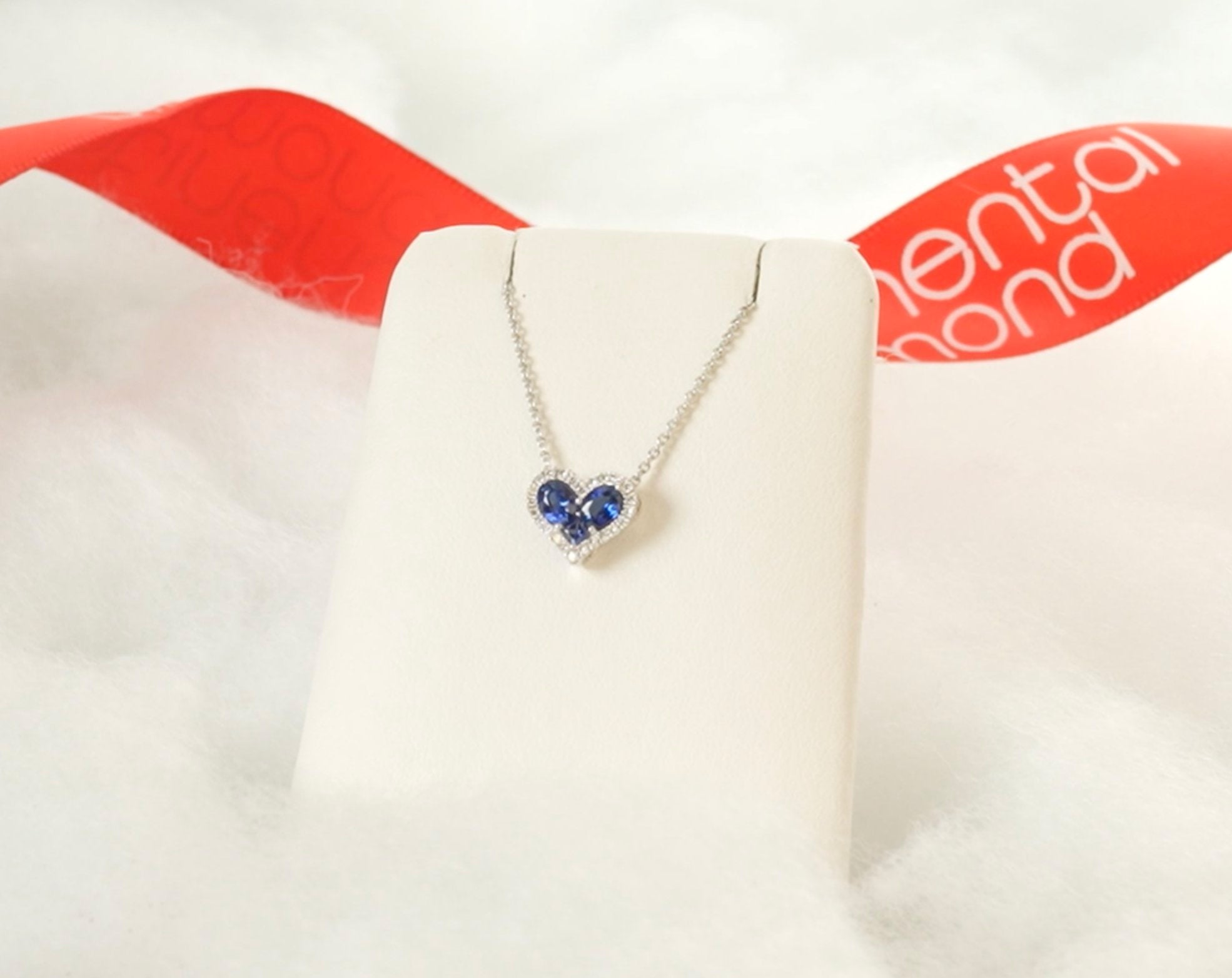 17 Blue Sapphire & Diamond Stationary Pendant Necklace for Women - Elegant Jewelry Gift for Birthday, Anniversary & Special Occasions
