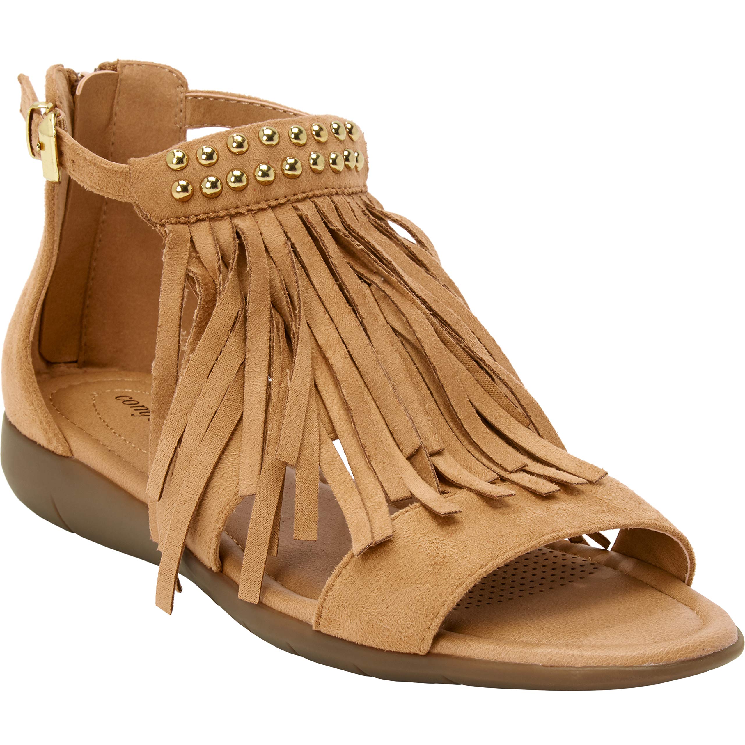 Comfortview Women's Wide Width The Carmella Sandal - Comfortable Casual Summer Sandals for Wide Feet | Perfect for Beach, Vacation & Everyday Wear