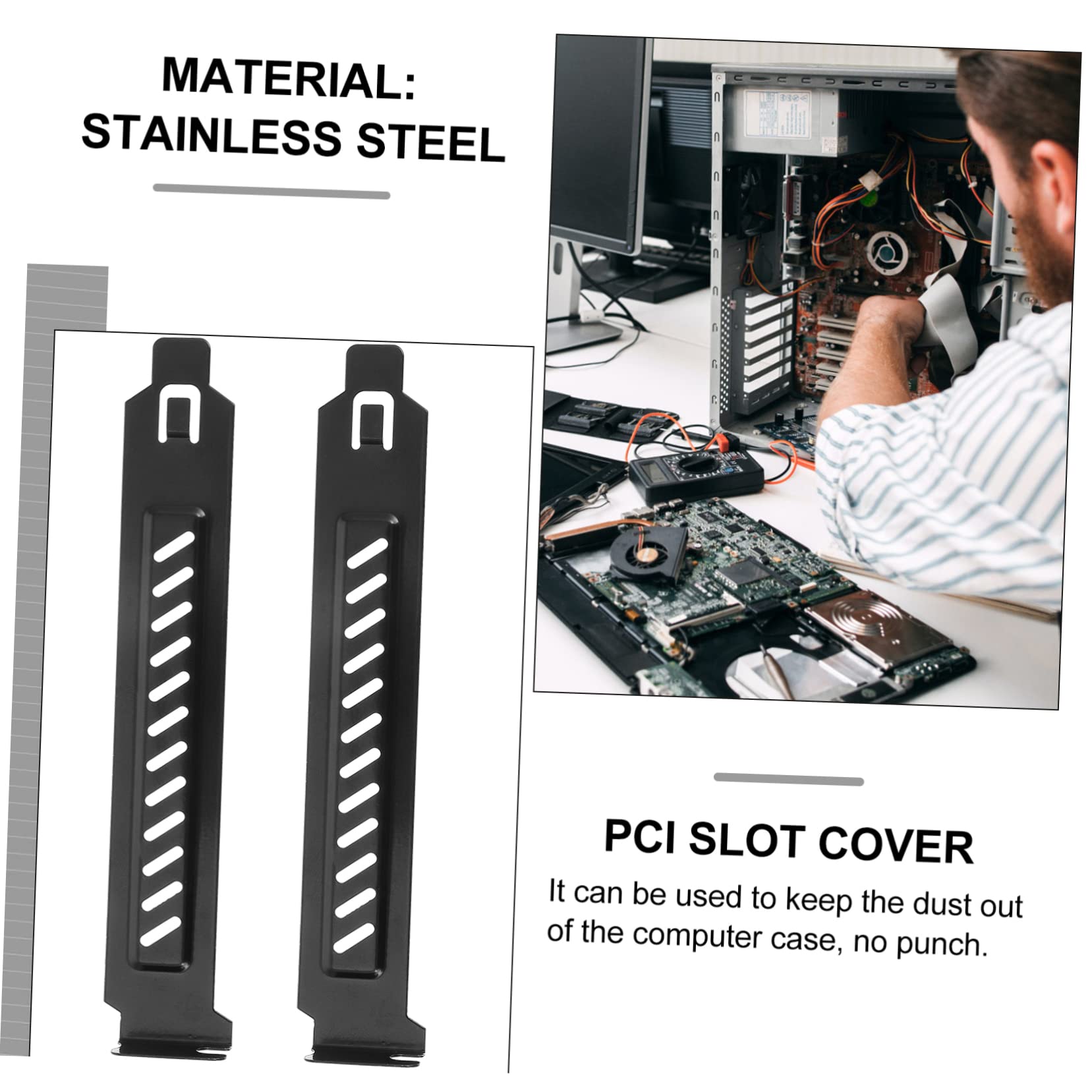 Mikikit 40 Pcs Stainless Steel PCI Slot Covers - Vented Dust-Proof Blanking Plates for Computer Case, Grey GPU Bracket Deflector - Perfect for PC Build, Gaming Rigs & Server Chassis Protection