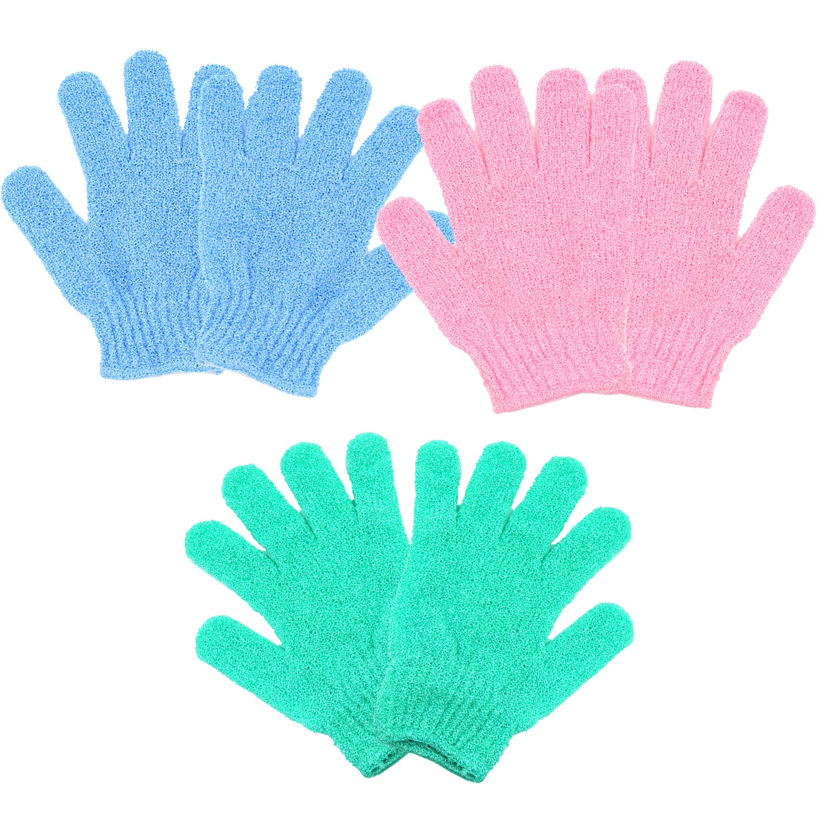 3 Pairs Exfoliating Gloves for Body Scrub & Dead Skin Removal - Spa Quality Bath Mittens for Shower, Massage & Dry Brushing - Perfect for Home Spa, Self-Care & Skin Renewal Routine