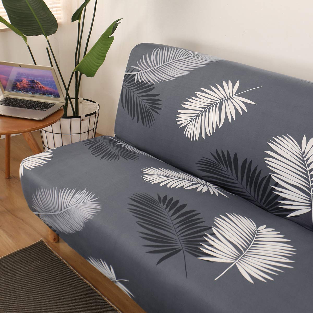 TOPCHANCES Stretch Plush Armless Sofa Bed Cover - Full Size Fitted Slipcover for Futon & Folding Sofas, Removable Furniture Protector with Elastic Bottom - Perfect for Living Room, Dining Room & Pet-Friendly Spaces