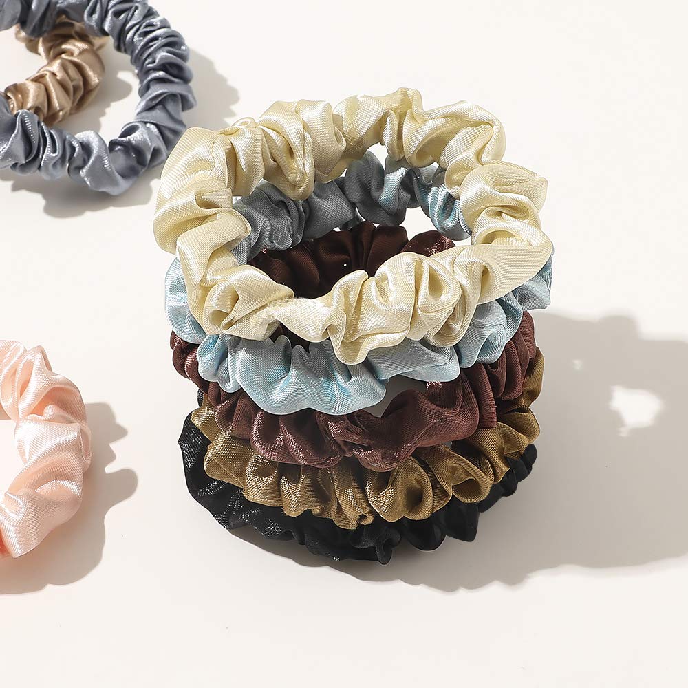 Silk Satin Scrunchies Hair Ties - No Crease Ponytail Holders for Thick & Curly Hair | Soft Elastic Hair Bands for Women & Girls | Perfect for Workouts, Office, and Everyday Styling