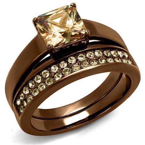 Champagne CZ Stainless Steel Ring for Coffee Lovers