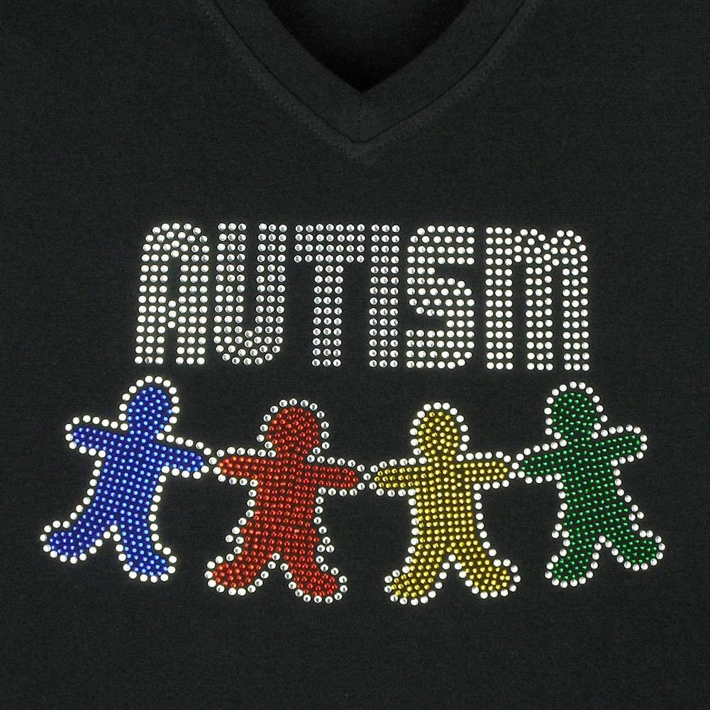 Autism Awareness Women's Rhinestone Bling T-Shirt - Black | Comfortable & Stylish for Everyday Wear, Fundraising Events & Support Awareness