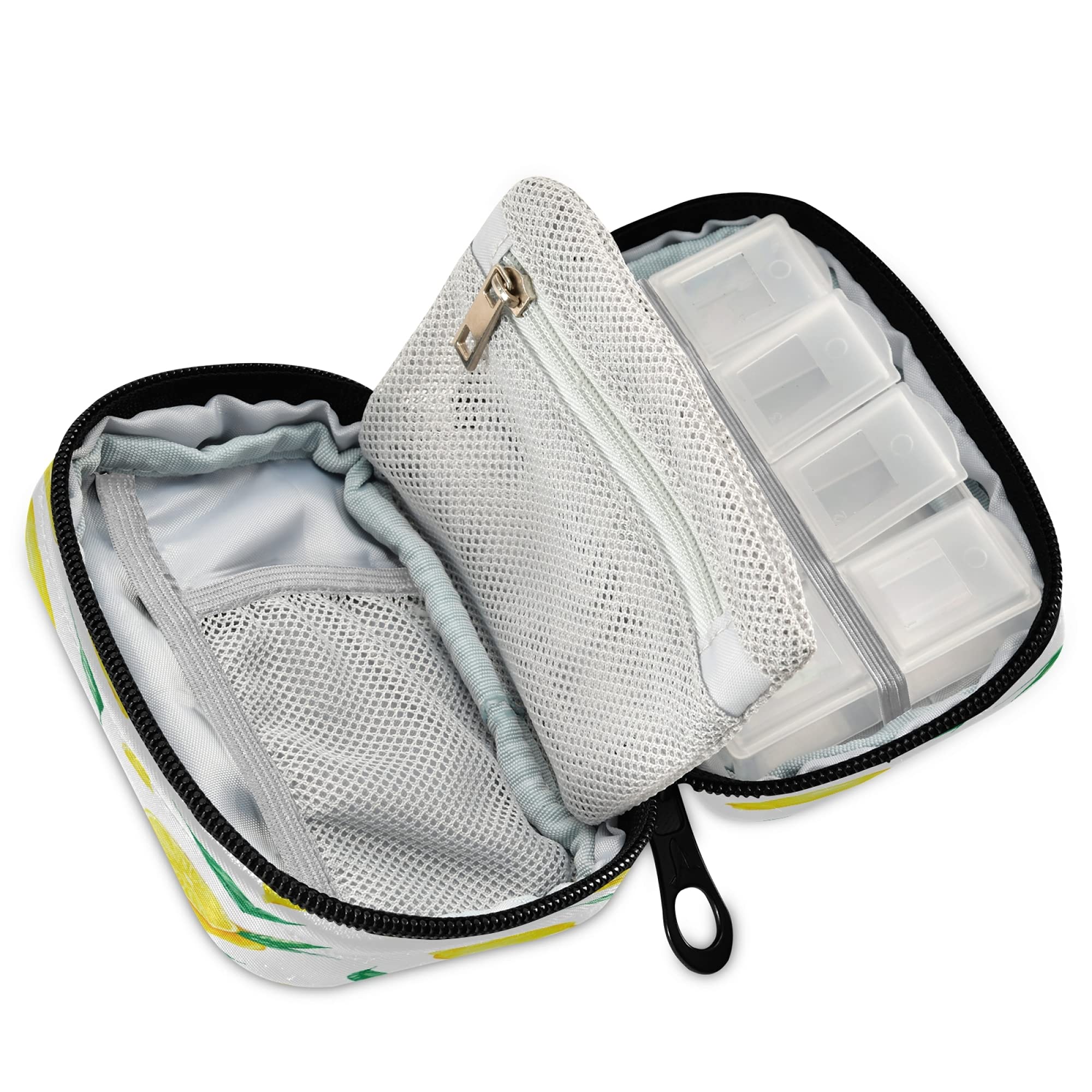 Yellow Lime Tree Vitamin Pill Organizer - 7-Day Medicine Container Case & Supplement Holder for Daily Use | Perfect for Travel, Work, and Home Organization