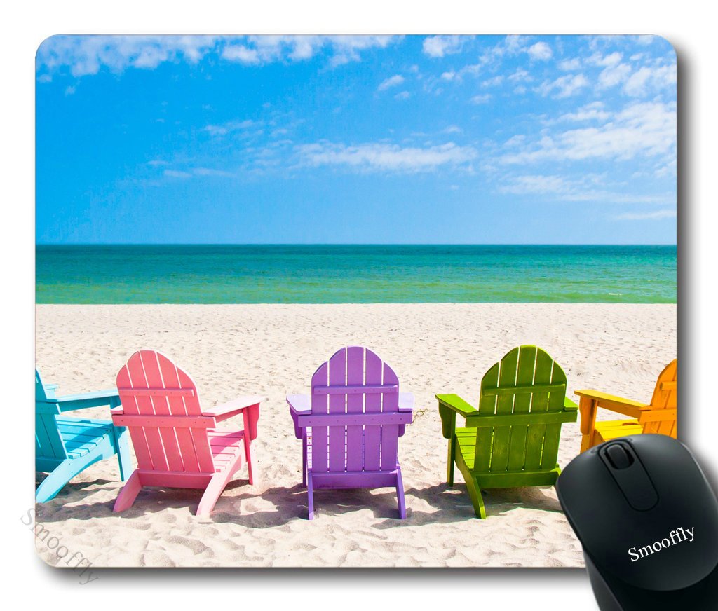 Custom Smooffly Gaming Mouse Pad with Adirondack Beach Chairs Design - Perfect for Gaming, Office & Travel Use