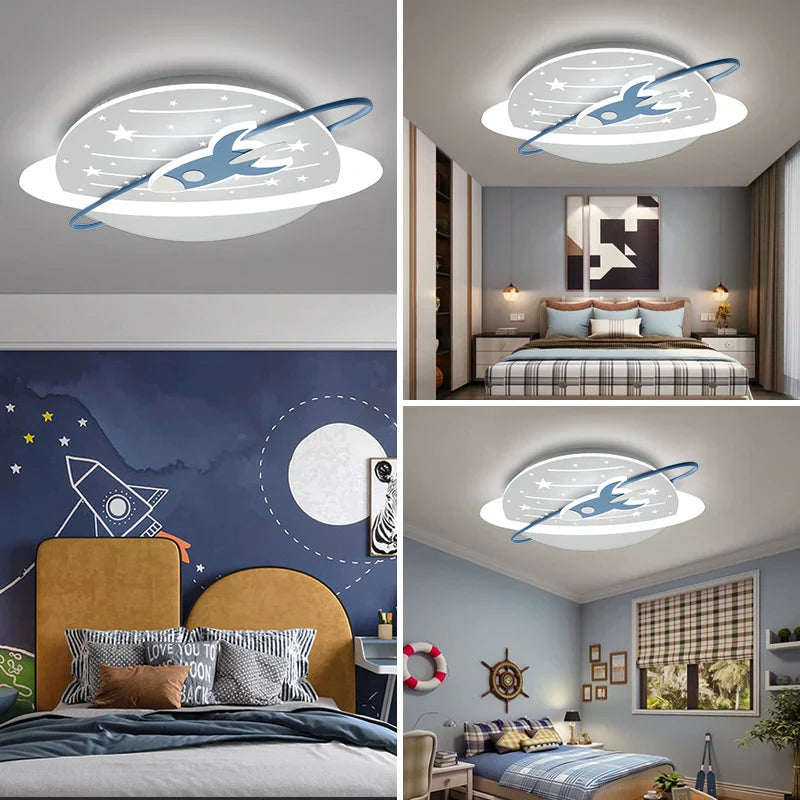 Kids Space Rocket Ceiling Light - LED Night Light for Children's Bedroom, Nursery & Playroom - Perfect for Space Themed Decor & Nighttime Comfort