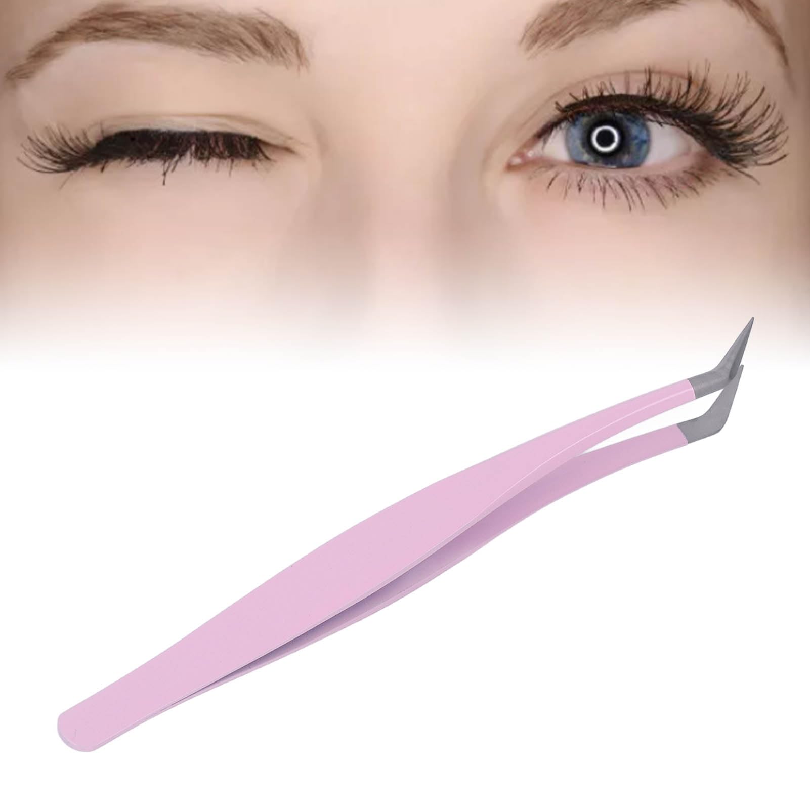 Professional Stainless Steel Eyelash Extension Tweezers - Non-Slip Grip, Precise & Lightweight Lash Applicator Tool for Salon & Home Use