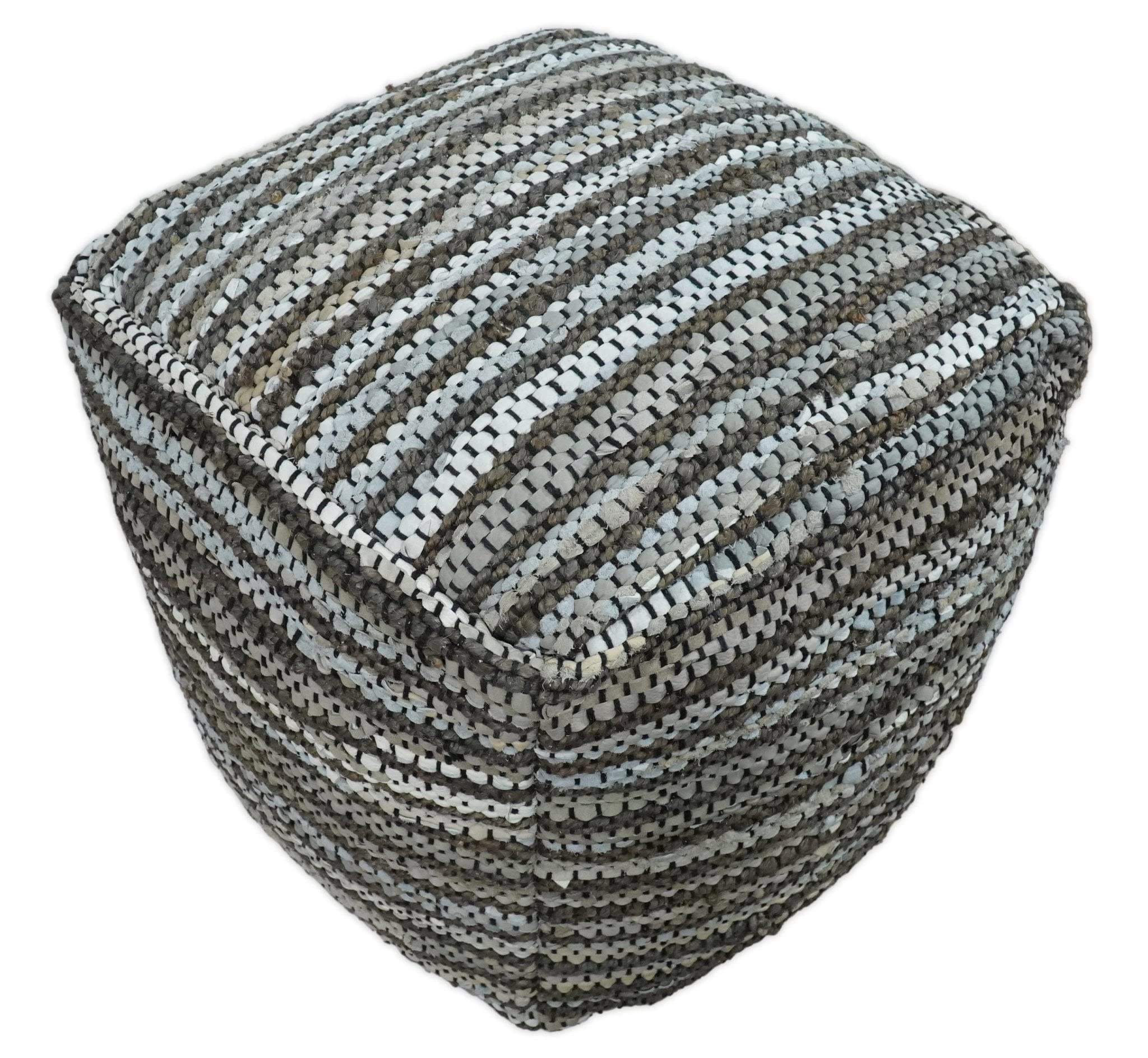 Brown Square Jute Pouf Ottoman - Versatile Footstool, Side Table & Boho Seat for Living Room & Bedroom - Perfect Foot Rest & Stylish Home Decor for Relaxation & Cozy Spaces