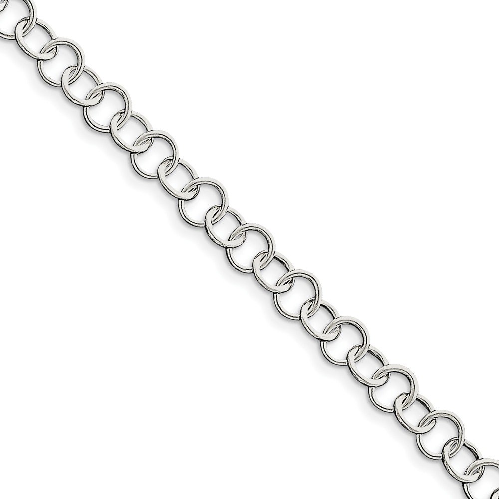 925 Sterling Silver 10 Inch Polished Fancy Link Anklet Bracelet with Lobster Clasp - Elegant Jewelry for Women, Perfect for Beach, Party & Everyday Wear