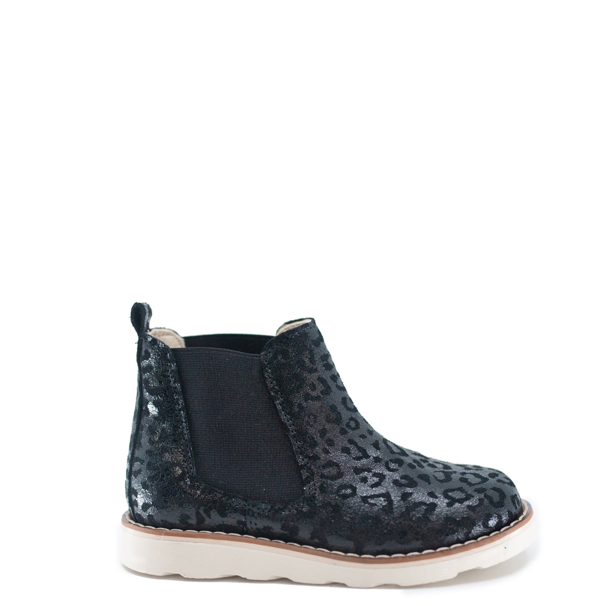Sonatina Black Leopard Print Elastic Ankle Boots - Stylish Women's Fashion Booties for Casual Outings & Night Out