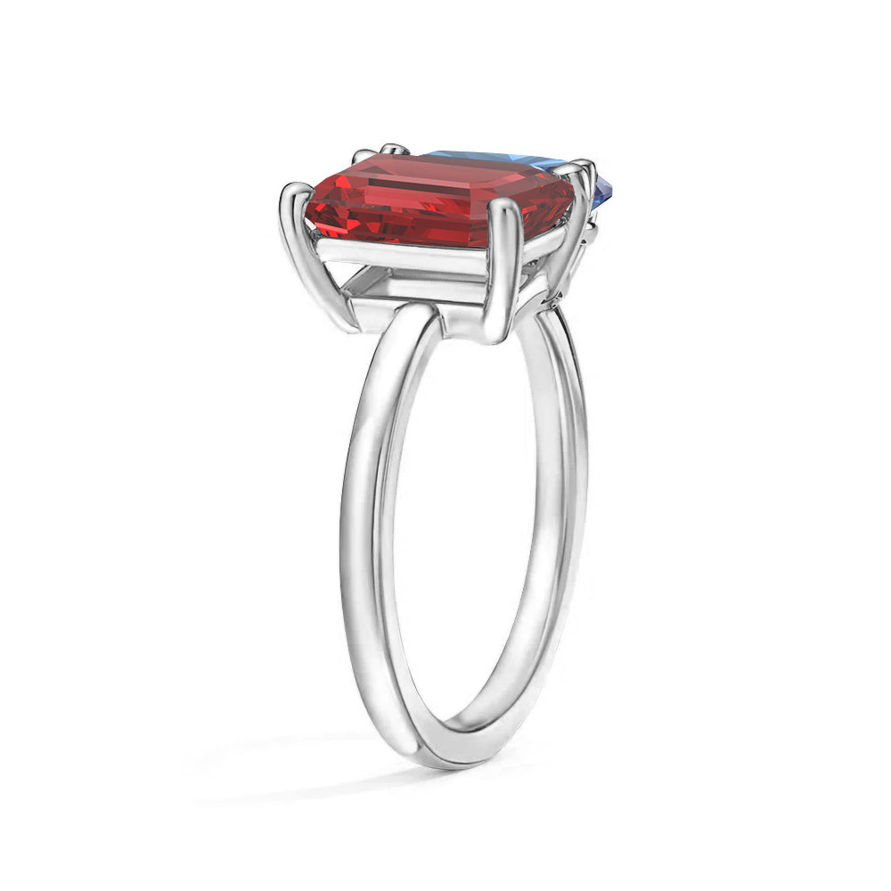 Personalized Toi et Moi Ruby Birthstone Ring for Women - Custom Anniversary, Engagement & Wedding Jewelry Gift - Perfect for Romantic Occasions & Special Celebrations