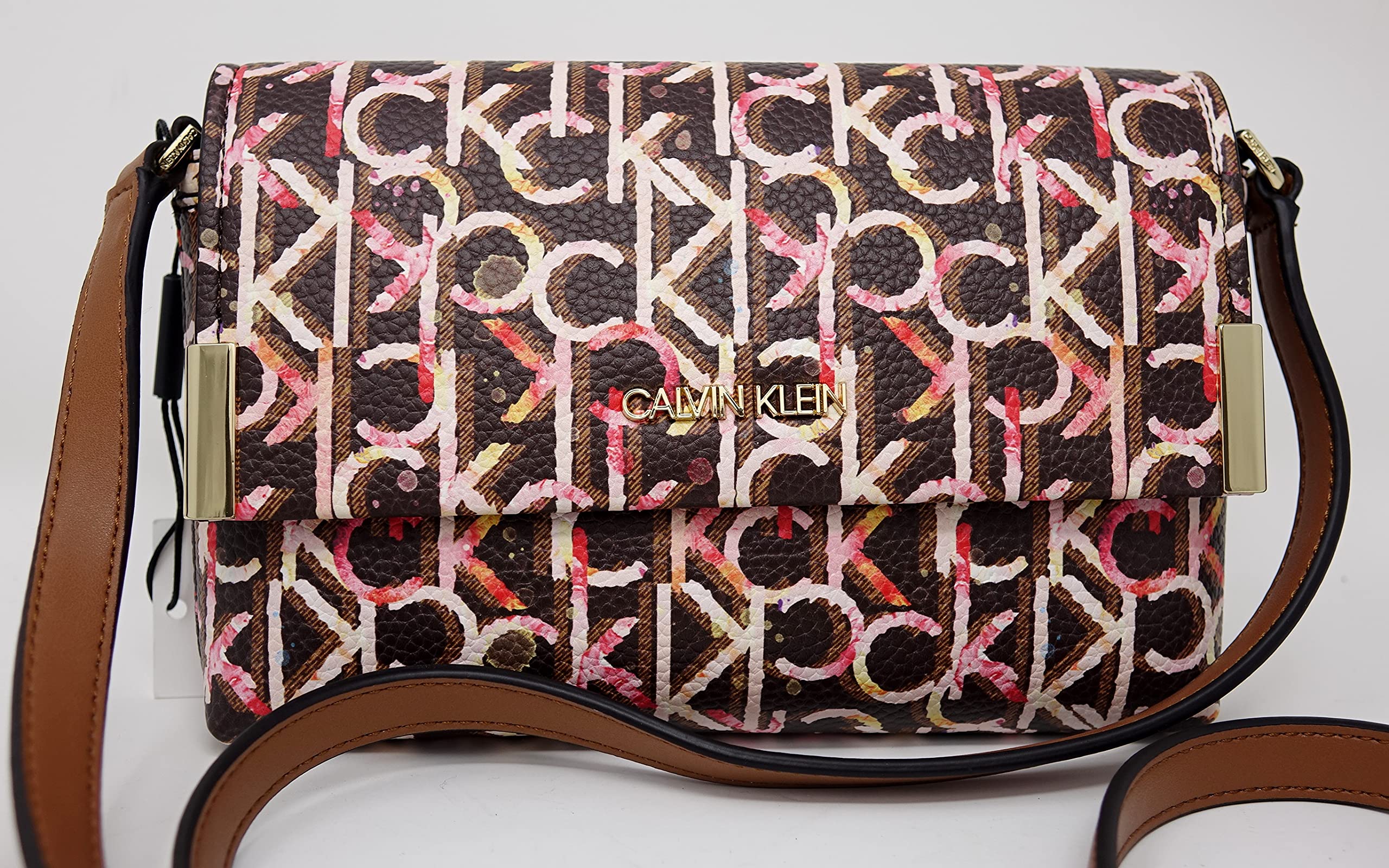 Calvin Klein Printed Pindot Logo Crossbody Bag for Women | Stylish Shoulder Handbag Purse | Perfect for Work, Travel & Everyday Use
