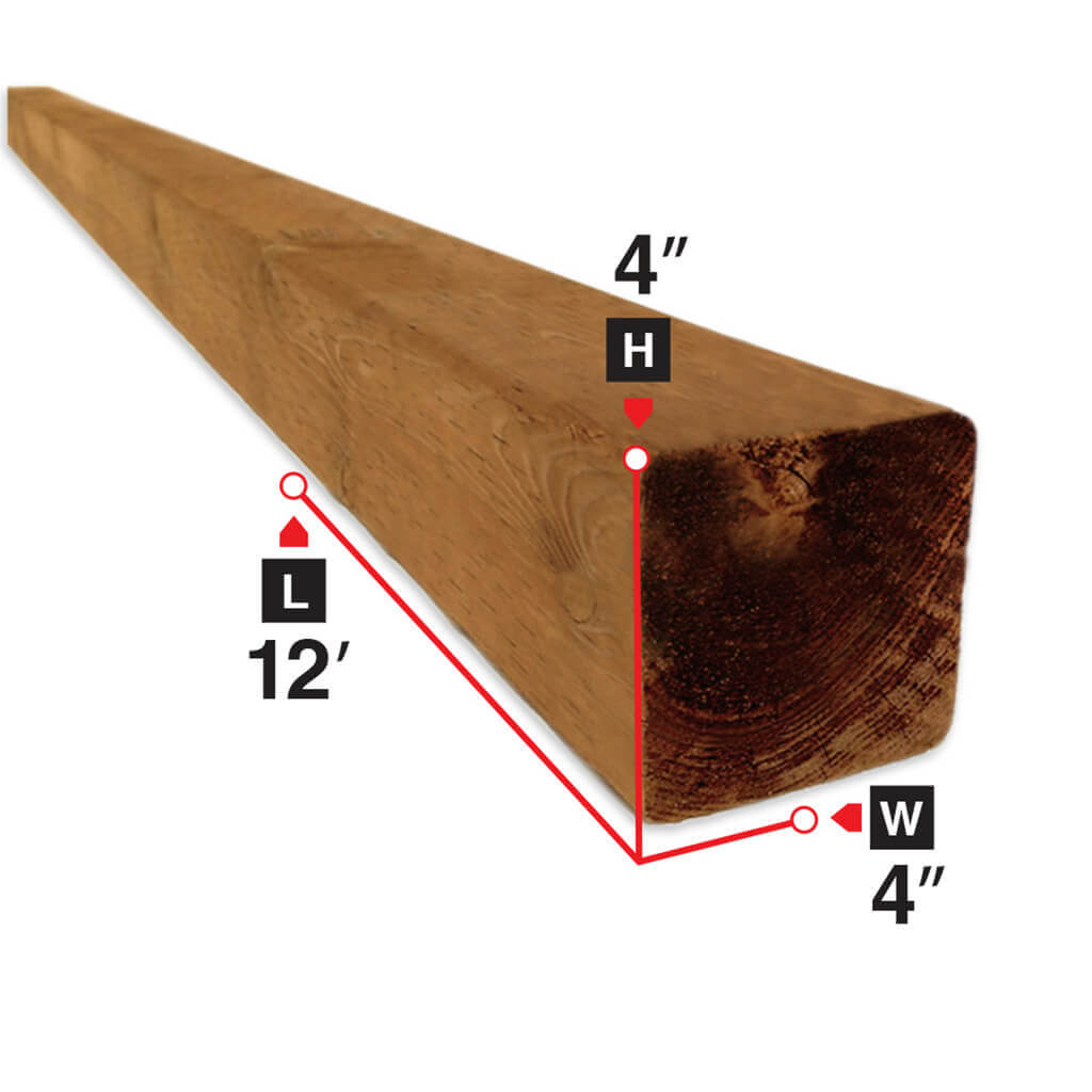 4x4x12 ft Brown Pressure Treated Lumber - Premium Outdoor Wood for Fence Posts, Deck Framing & Landscaping Projects