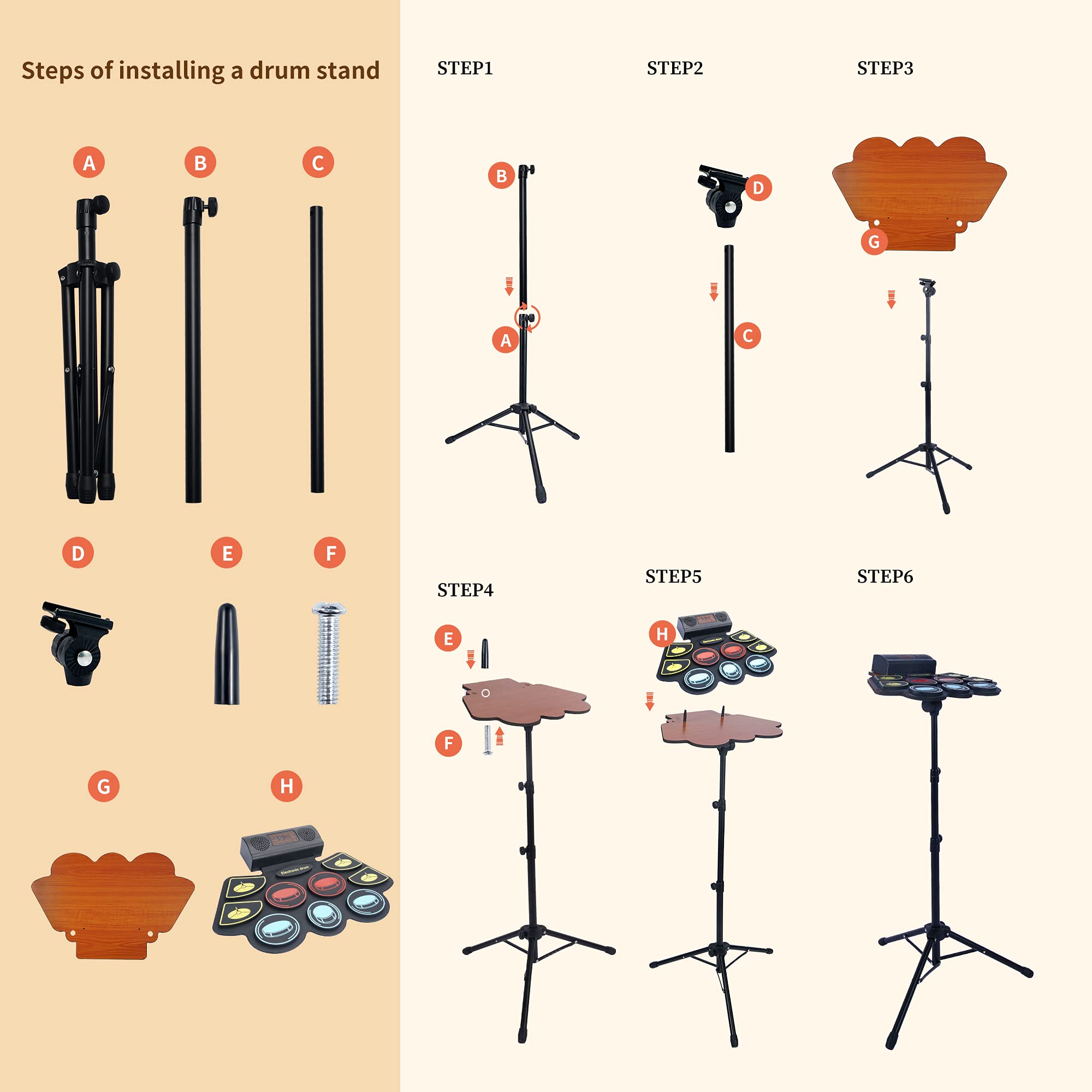 (9 Pads) Electronic Drum Set with LED Drumsticks & Stand - 5 Drum Kits, 10 Rhythms, Built-in Speakers | Portable Roll Up Design | Perfect for Kids, Beginners & Home Practice | Great for Birthday Gifts, Music Lessons & Family Entertainment