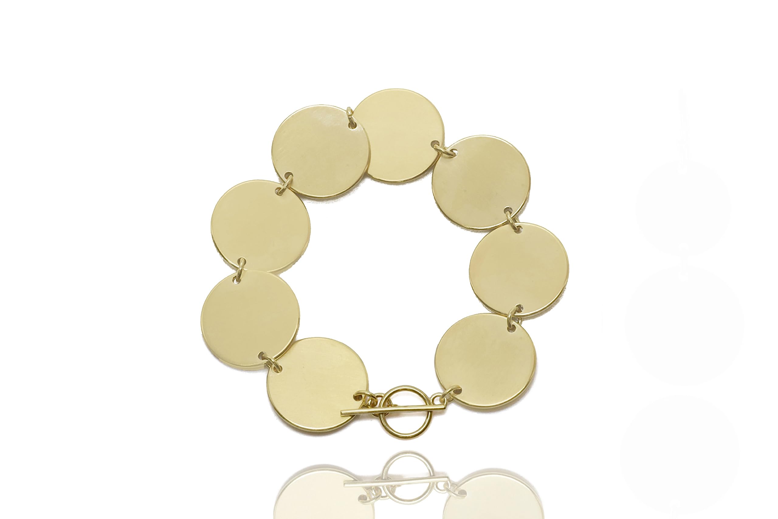 14K Gold Coin Bracelet for Women - Elegant Brushed Matte Finish - Perfect Bridal & Bridesmaid Jewelry Gift - Ideal for Weddings, Anniversaries & Special Occasions