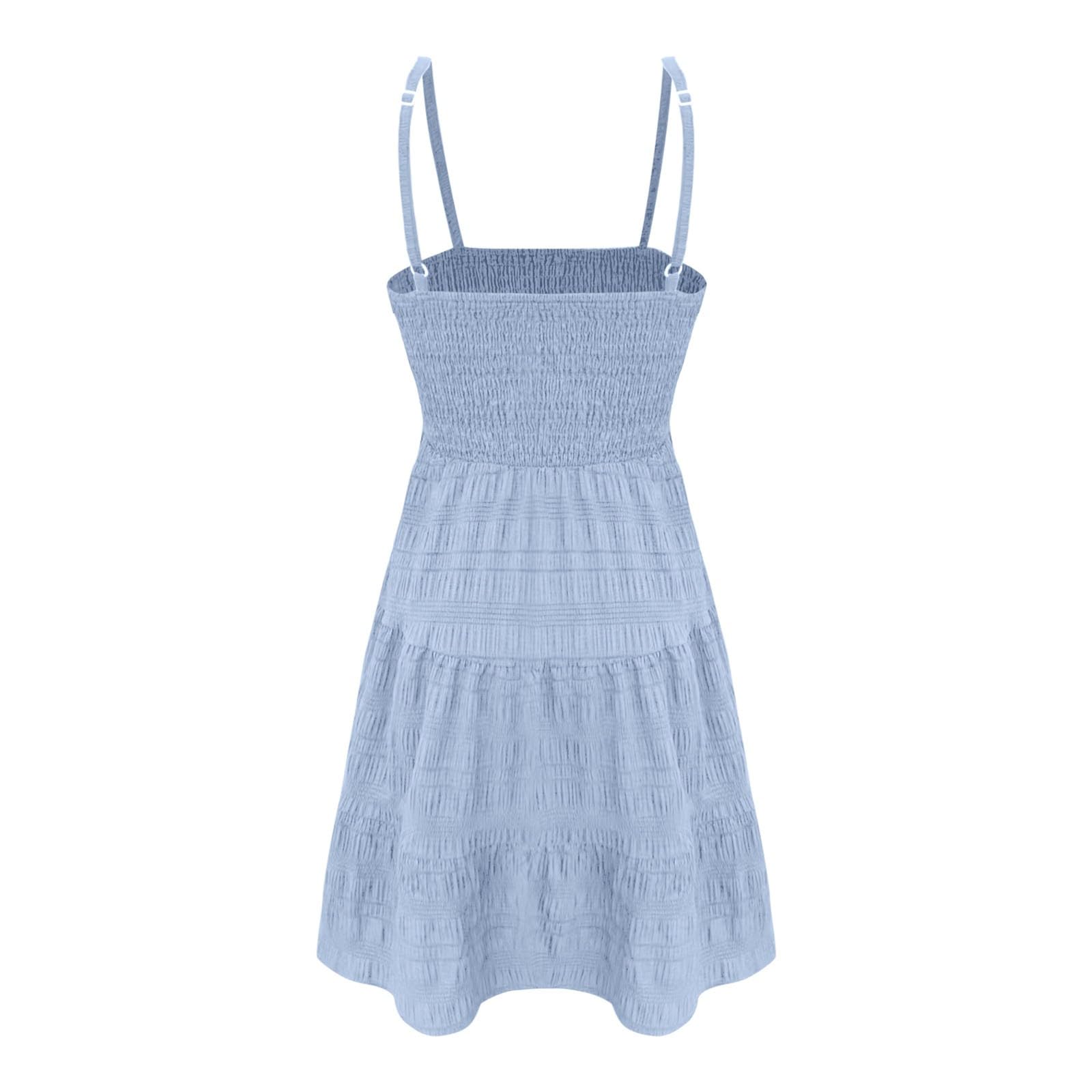 Women's Sundress 2024 - Casual Plus Size Beach Vacation Dress with Smocked Flowy Boho Design, Spaghetti Strap A-Line Mini Dress | Perfect for Summer, Pool Party, and Tropical Getaways