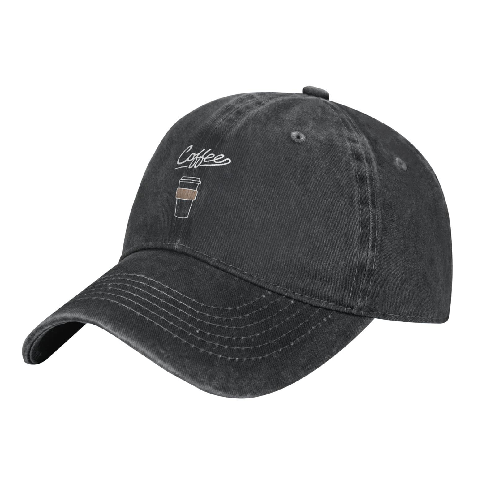 Vontako Vintage Washed Cotton Baseball Cap - Adjustable Dad Hat for Men & Women, Black Trucker Style - Perfect for Coffee Lovers, Outdoor Activities & Casual Wear