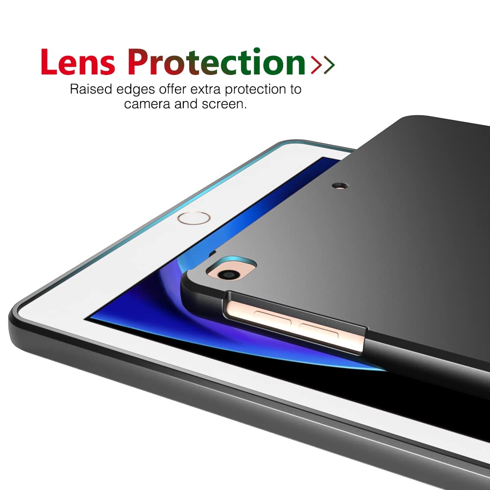 Premium Thin & Soft Protective Case for iPad 9.7 (2018/2017 6th/5th Gen) & iPad Air 2/Air - Lightweight Shockproof Cover with Precise Cutouts - Perfect for Work, Travel & Home Use - Black