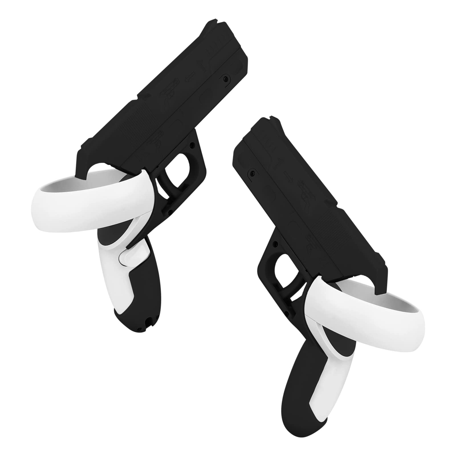 (1 Pair) Ermorgen Upgraded VR Controller Gun Case for Oculus Quest 2 - Hard PC VR Pistol Grip Shell with Trigger Guard - Enhanced FPS Gaming Accessory for VR Shooting Games (Black) - Perfect for Beat Saber, Half-Life: Alyx & Pavlov VR