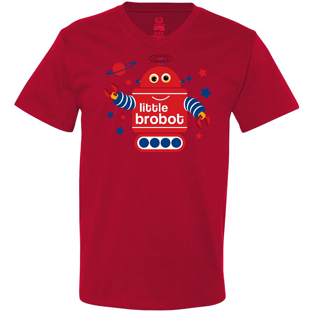 Inktastic Robot Little Brother Men's V-Neck T-Shirt - Cool Graphic Tee for Casual Wear, Gifts & Everyday Outfits