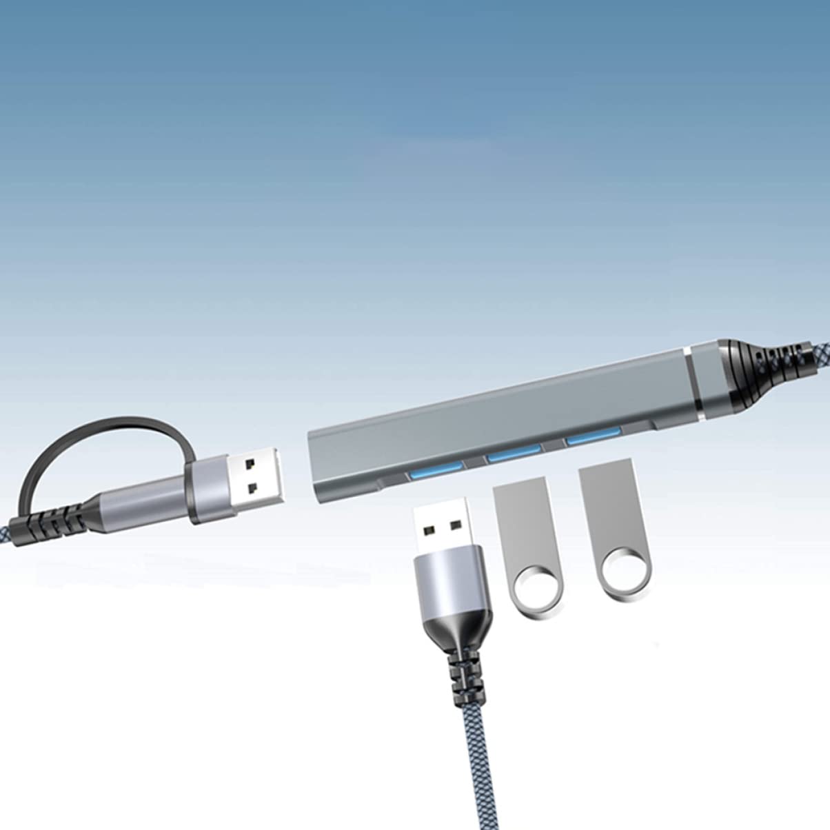 5-Port USB Hub, Aluminum Alloy USB Splitter for Laptop & PC - High-Speed Data Transfer, Multi-Device Charging Station - Perfect for Home Office, Gaming Setup & Travel Accessories