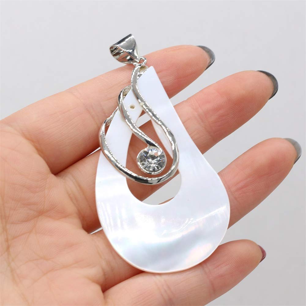 Natural White Shell Teardrop Pendant & Mother of Pearl Pendant - Set of 2 DIY Jewelry Making Charms for Necklace, Bracelet - Perfect for Beach Wedding, Boho Style Accessories, Handmade Craft Projects