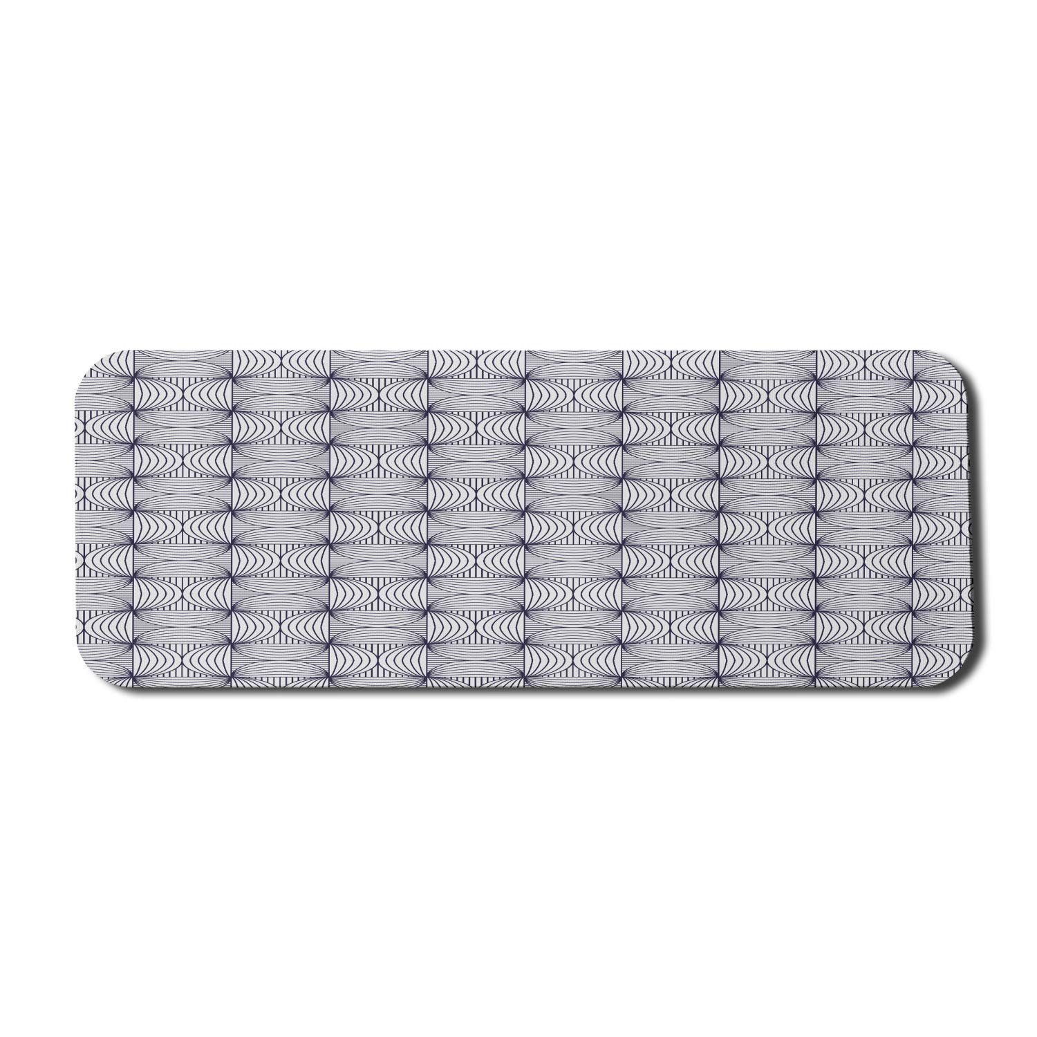 Ambesonne Abstract Geometric Mouse Pad - Non-Slip Rubber Gaming Mousepad with Square Patterns & Striped Half Circles, 31