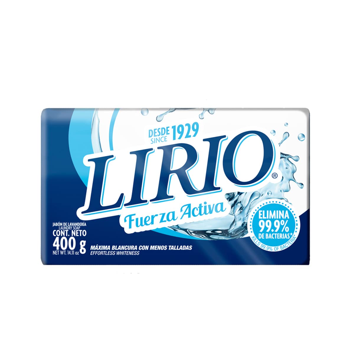 Lirio White Laundry Soap Bar - 14.1 oz, Natural & Gentle for Delicate Fabrics - Perfect for Hand Washing Clothes, Travel & Eco-Friendly Laundry