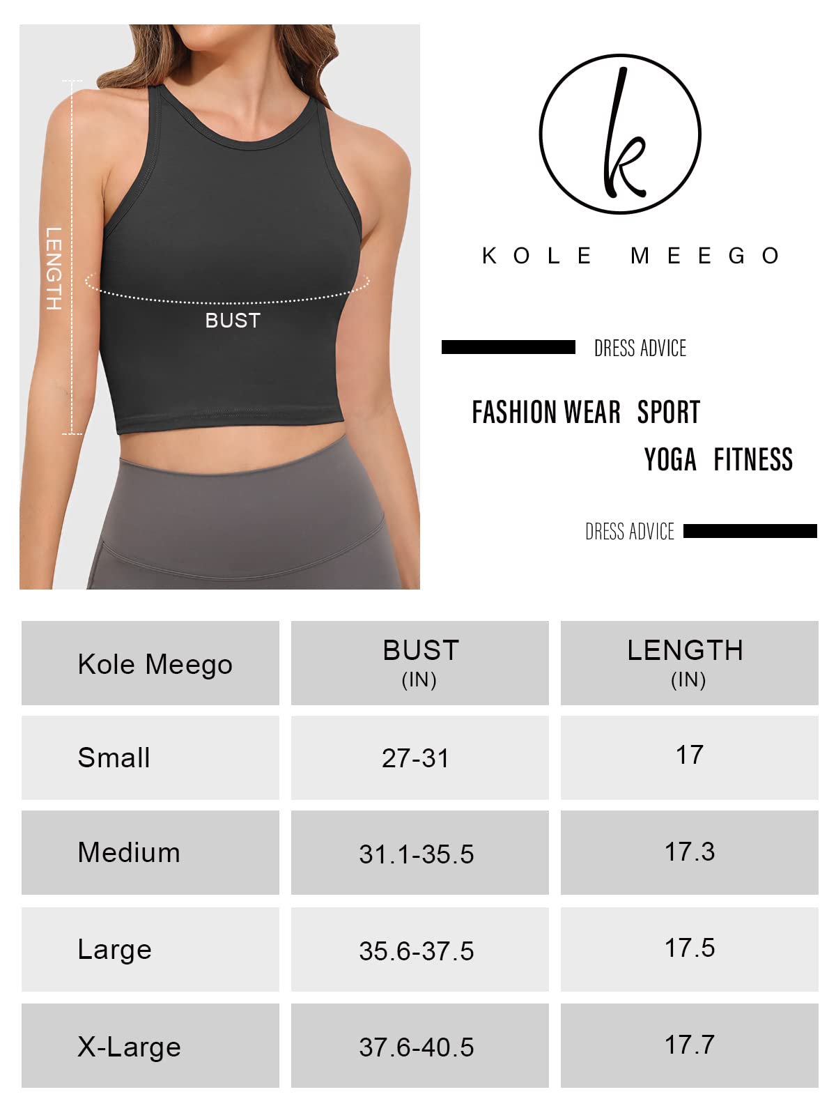 Kole Meego 4 Pack Women's Cotton Crop Tops - Breathable Workout Tank Tops for Yoga, Gym & Summer Outfits | Comfortable Casual Wear for Women