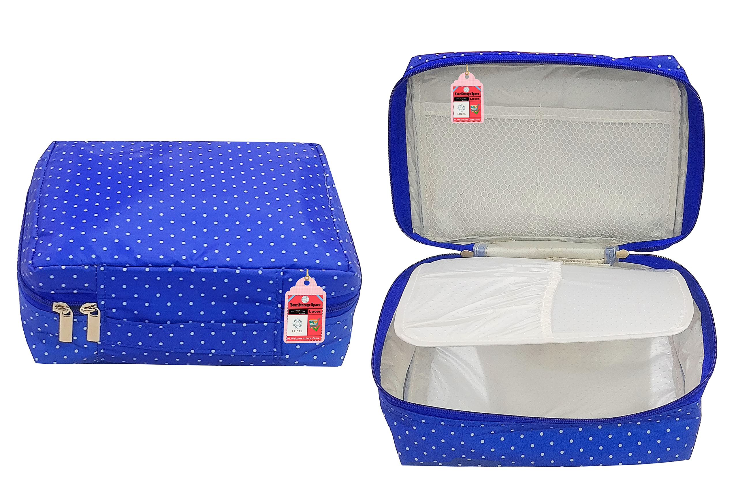 Portable Travel Makeup Train Case - Cosmetic Organizer Bag with Adjustable Dividers & Water-Resistant Zipper Pouch for Women & Girls | Perfect for Travel, Daily Storage & Artist Supplies (Blue)