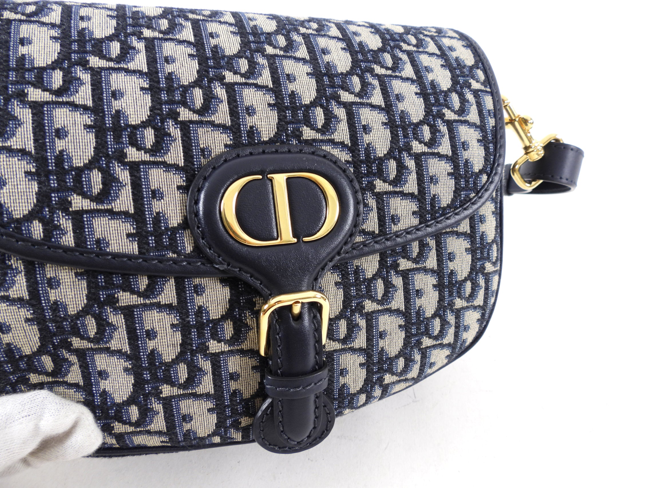 Christian Dior Navy Blue Oblique Jacquard Medium Bobby Bag - Luxury Designer Handbag for Women, Perfect for Work, Travel & Special Occasions
