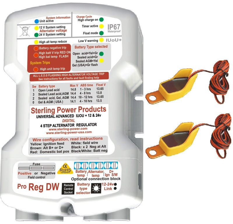Sterling Power ProReg DW Waterproof Advanced Alternator Regulator for Boats & RVs - Compatible with 100+ Amp Alternators | Marine & Off-Grid Power Solutions