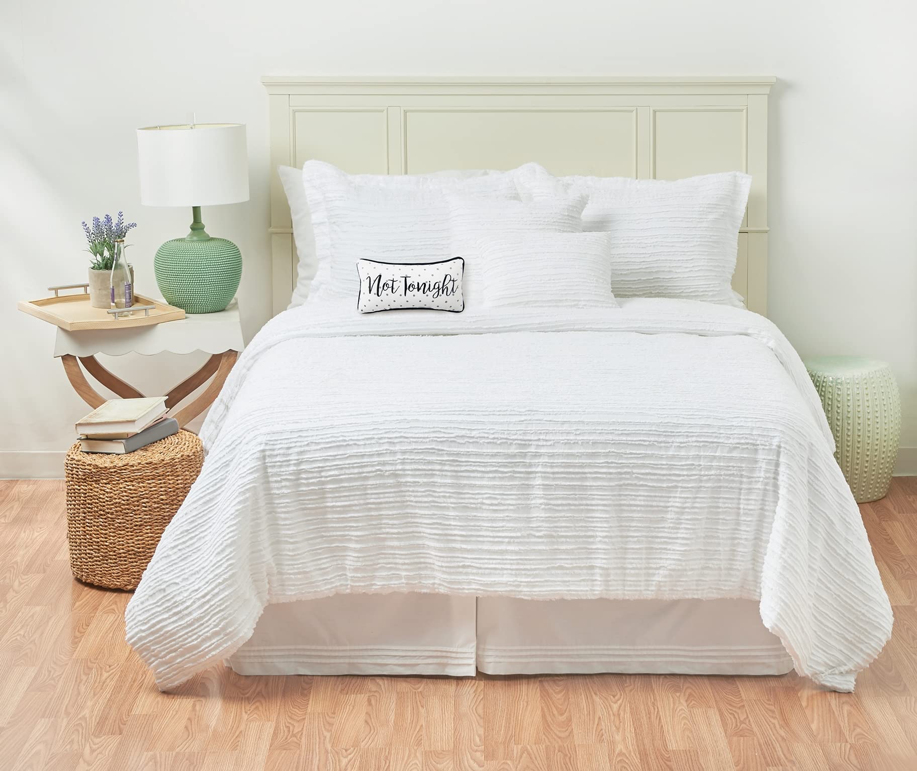 C&F Home White Tailored King Bed Skirt - Premium Fitted Dust Ruffle for King Size Beds - Perfect for Master Bedrooms & Guest Rooms