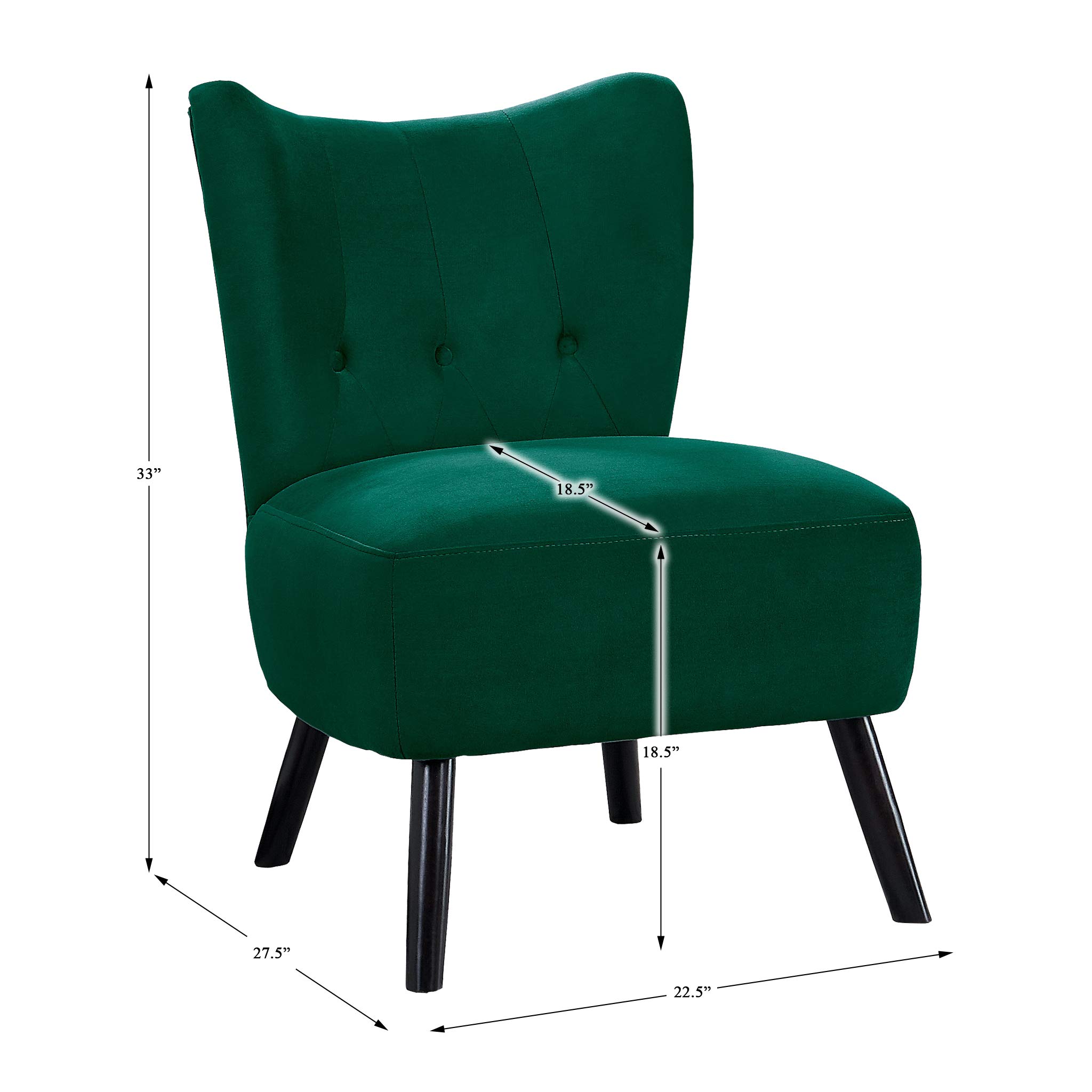 Homelegance Imani Tufted Velvet Accent Chair - Luxurious Green Velvet Upholstery, Button Tufted Back, Solid Wood Legs | Perfect for Living Room, Bedroom, Home Office & Reading Nook