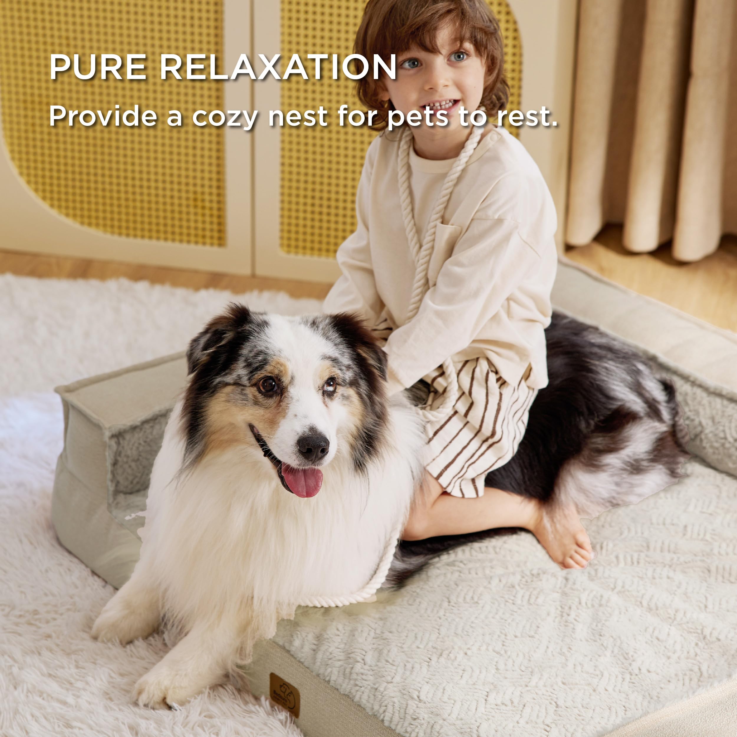 Bedsure Orthopedic Dog Bed for Extra Large Dogs - Egg Foam Support, Waterproof Washable Cover, Plush Velvet Surface, Non-Slip Bottom - Perfect for Large Breed Dogs, Senior Pets & Joint Pain Relief - Ideal for Living Room, Bedroom & Pet-Friendly Spaces