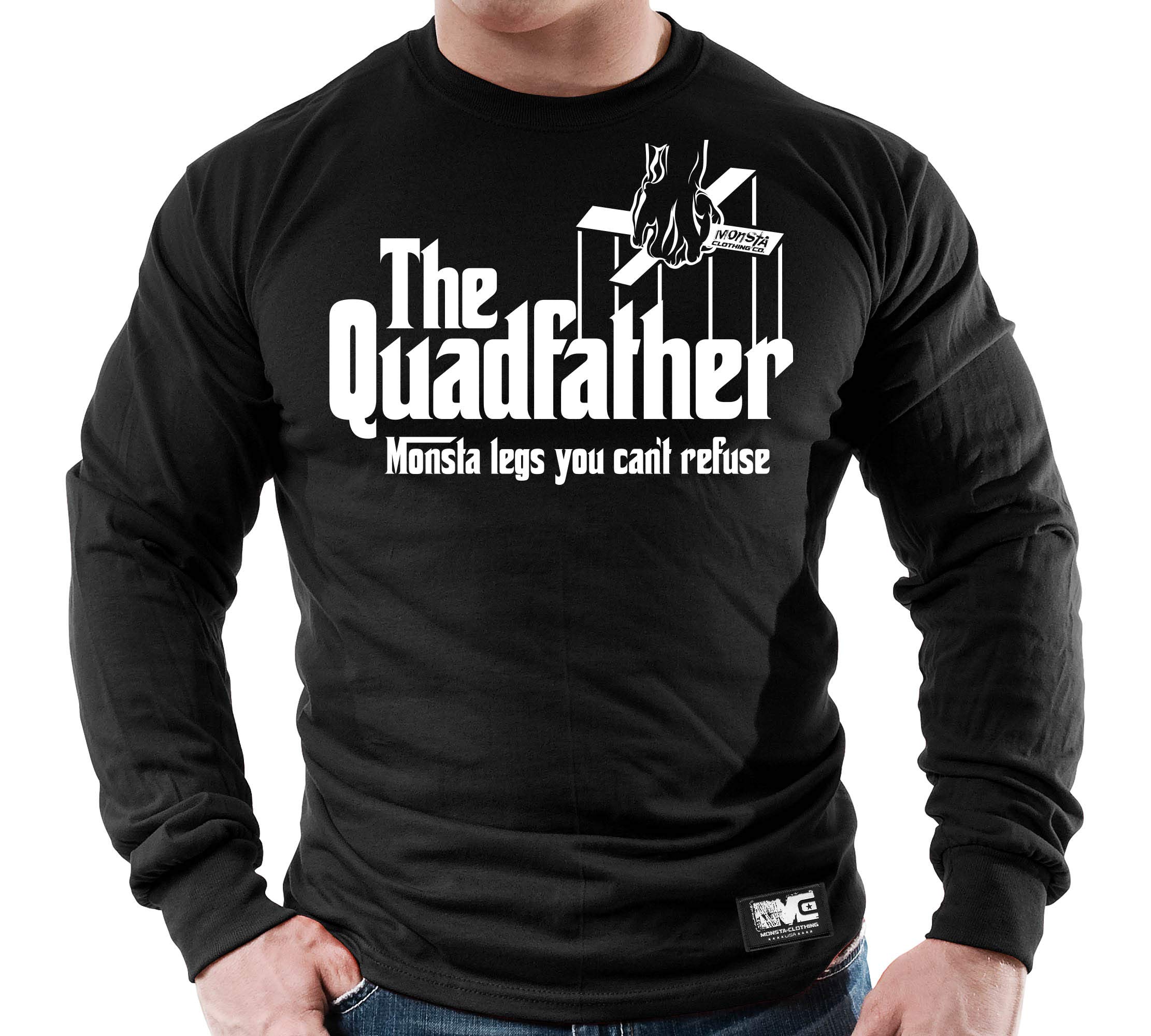 Men's Bodybuilding Gym Long Sleeve Shirt - The QuadFather Workout Apparel for Weightlifting & Training | Perfect for Gym Sessions & Muscle Building