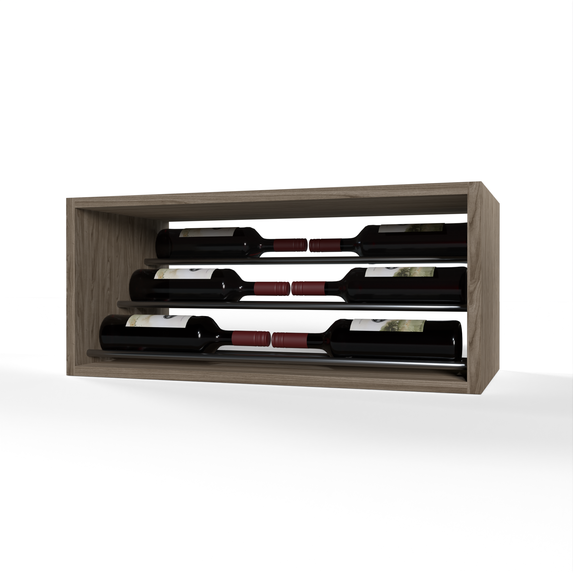 GrandCellar™ 6-Column Waterfall Wine Rack with 12 Gunmetal Rods - Modern Wine Display for Cellar, Bar, or Restaurant Storage