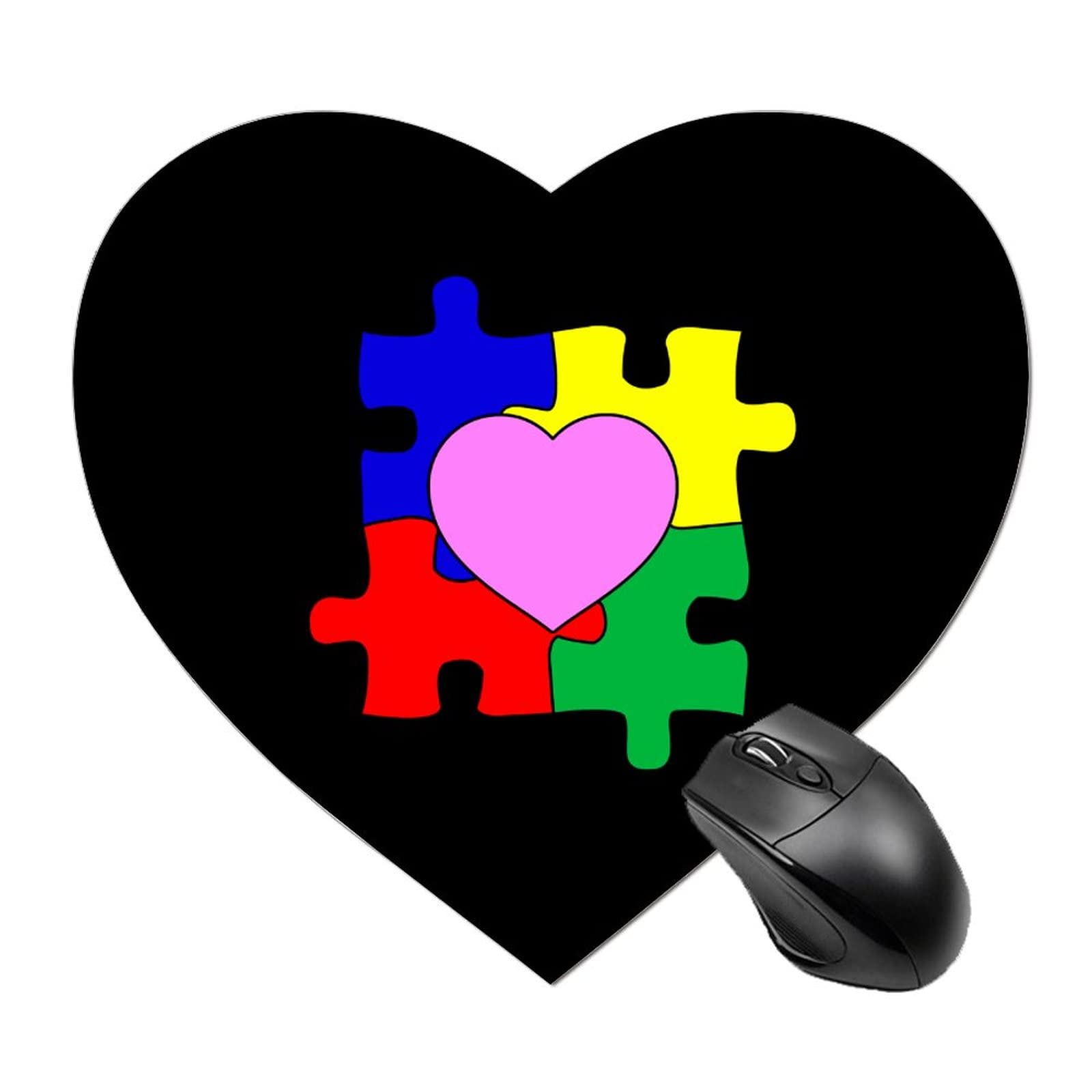 Autism Awareness Heart-Shaped Puzzle Mouse Pad - Waterproof Non-Slip Rubber Base Desk Mat for Office, Home, Gaming & Work - Perfect Gift for Puzzle Lovers & Autism Supporters